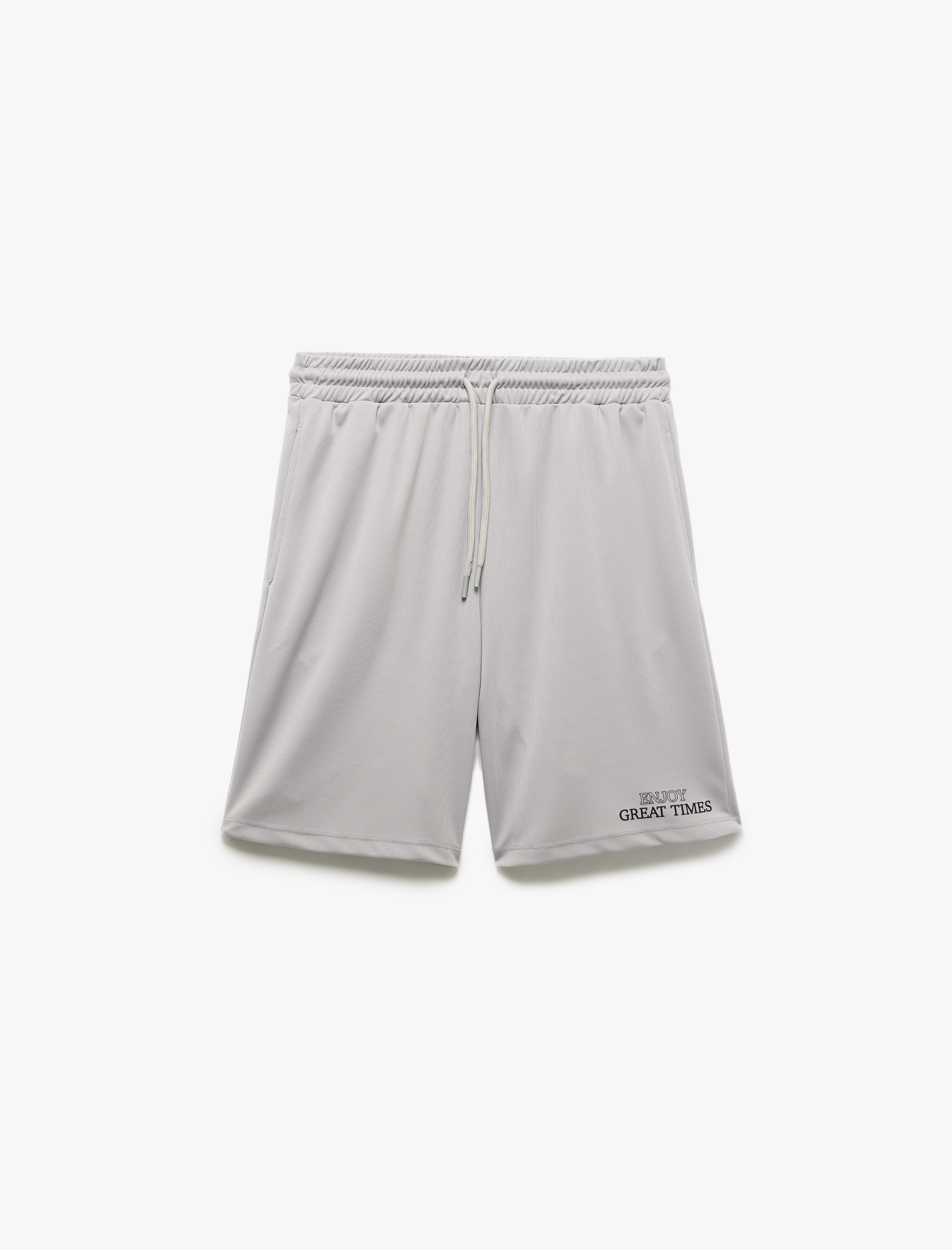   Beli Bağcıklı Baskılı Cep Detaylı Oversize Spor Şort