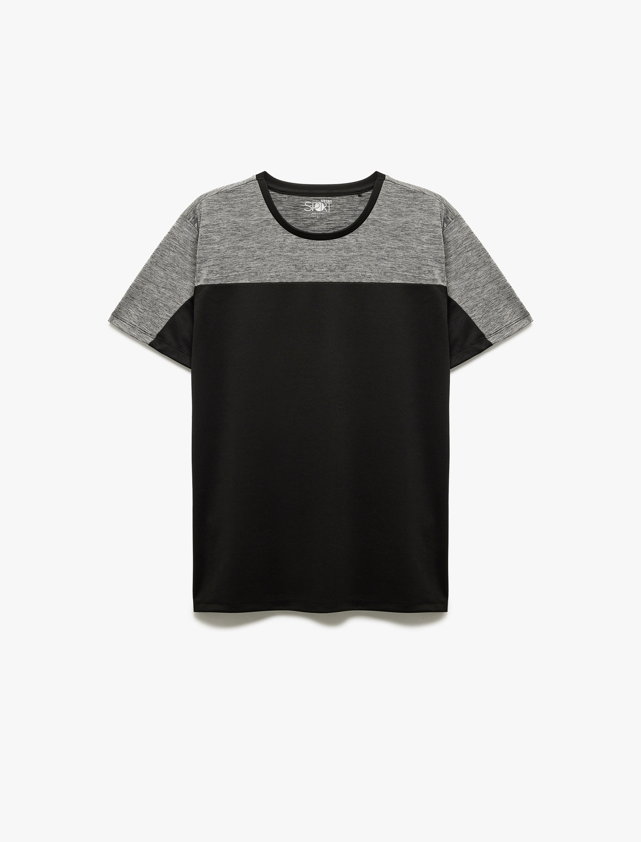   Kısa Kollu Bisiklet Yaka Renk Bloklu Oversize Spor Tişört