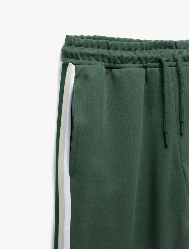 Şerit Detaylı Pamuk Karışımlı Beli Bağcıklı Jogger Eşofman Altı_4