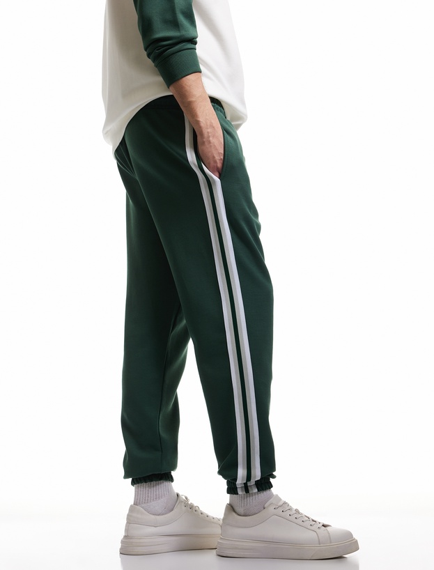 Şerit Detaylı Pamuk Karışımlı Beli Bağcıklı Jogger Eşofman Altı_1