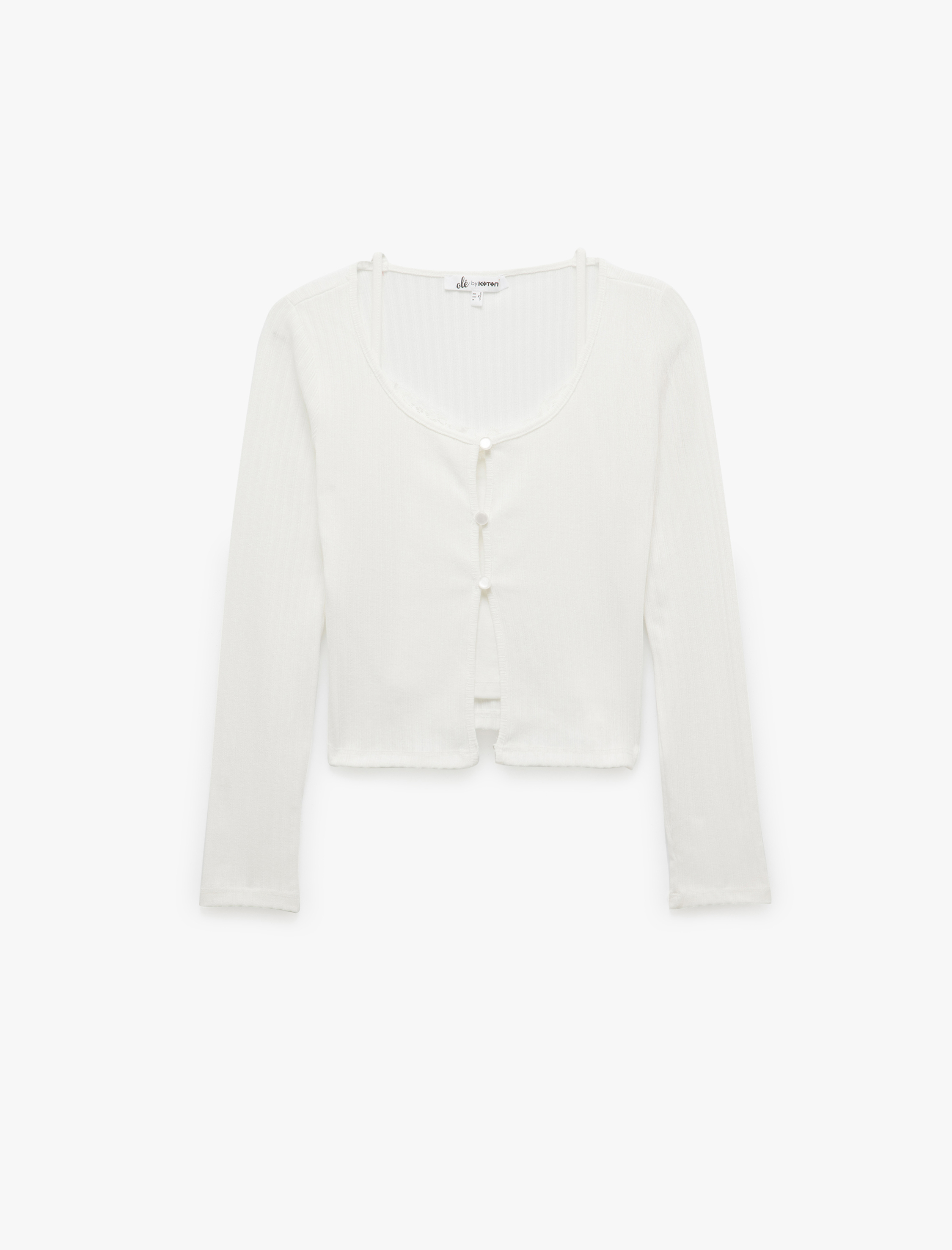   Düğme Detaylı Uzun Kollu Slim Fit Tişört