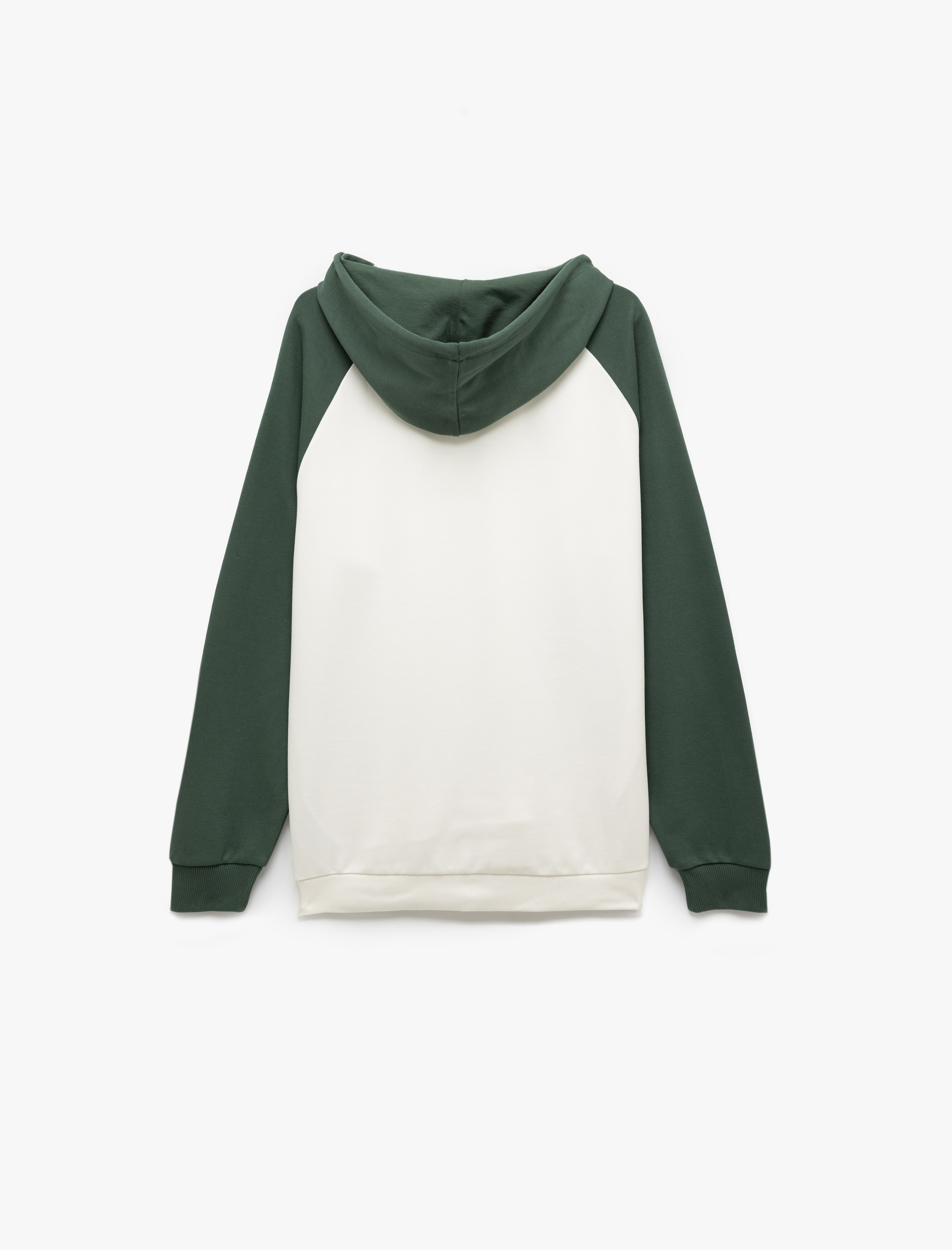   Uzun Kollu Kapşonlu Renk Kontrastlı Baskılı Hoodie