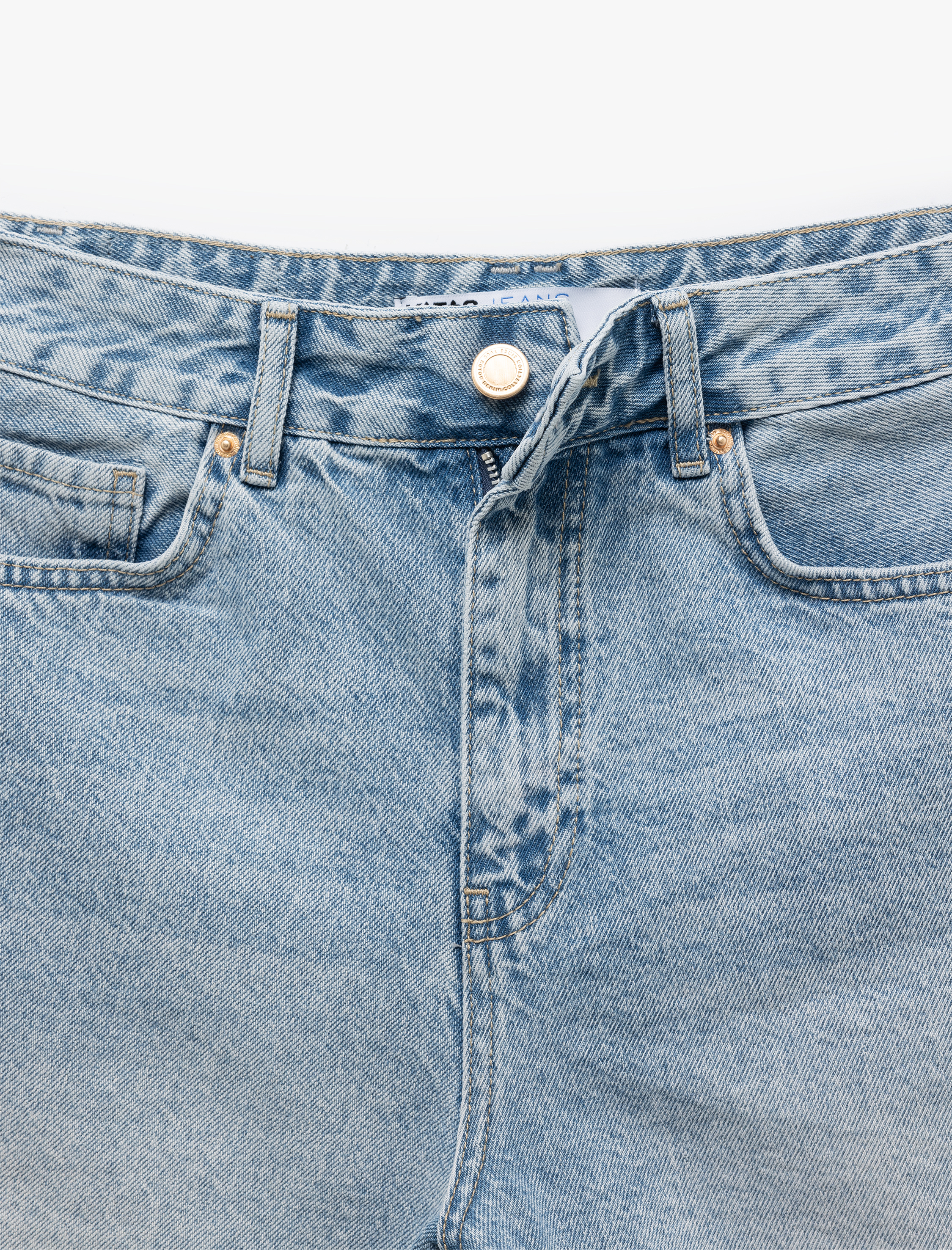   Düğmeli Pis Paça Pamuklu Rahat Kalıp Mini Denim Şort