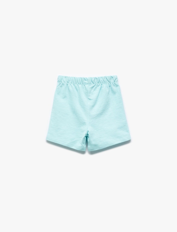 Erkek Bebek Pamuklu Nakış Detaylı Beli Bağlamalı Şort