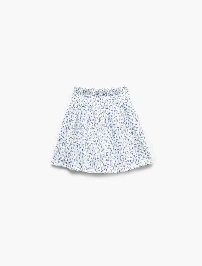 Kız Bebek Çiçek Desenli Gipe Detaylı Şort Etek