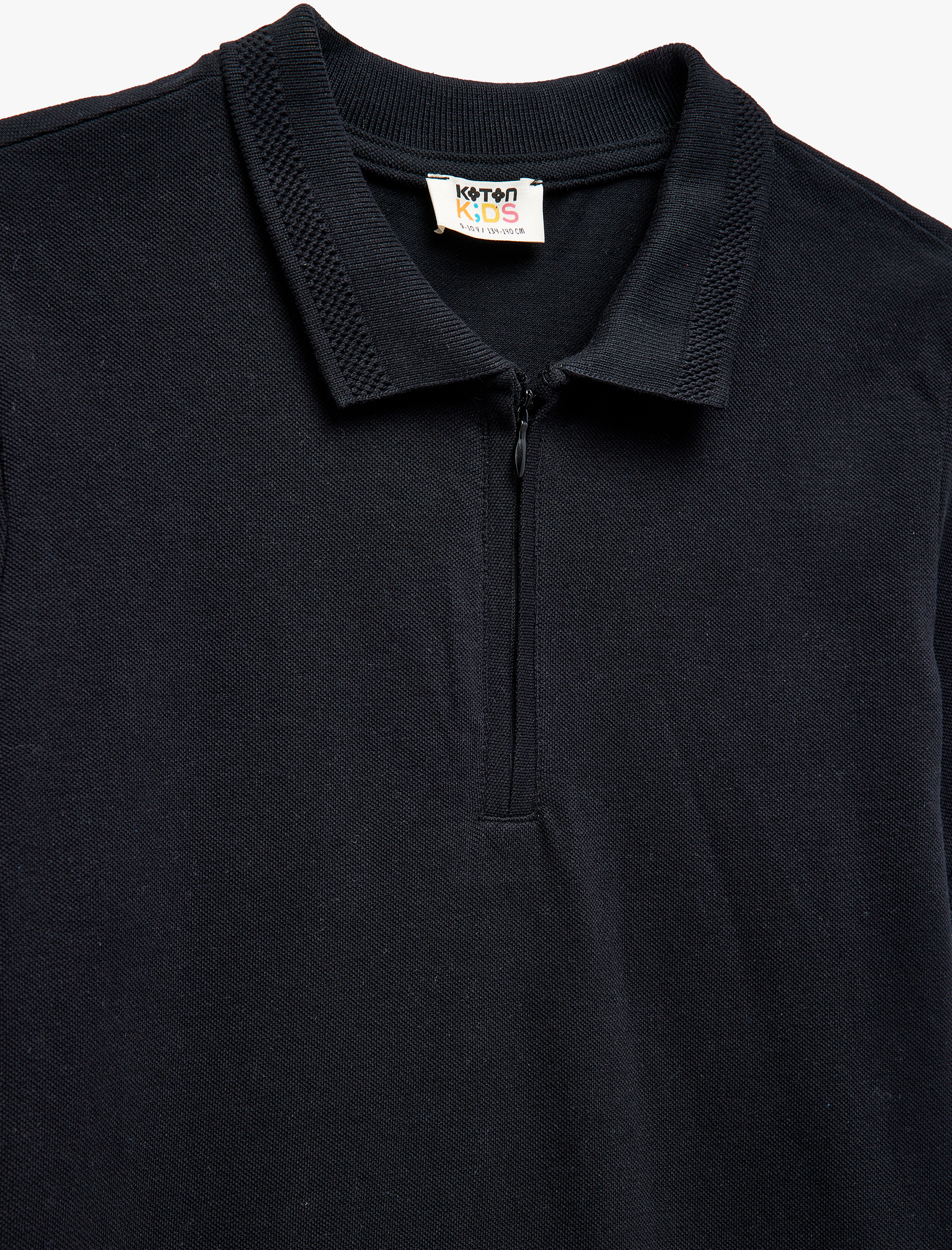  Erkek Çocuk Pamuklu Fermuar Detaylı Kısa Kollu Biyeli Polo Yaka Tişört