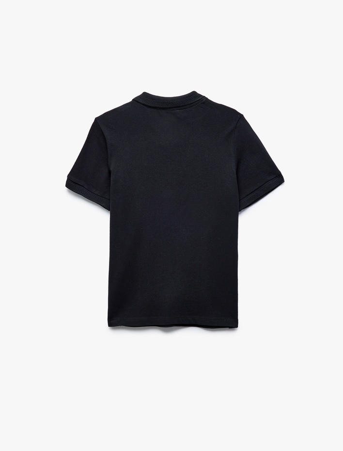 Erkek Çocuk Pamuklu Fermuar Detaylı Kısa Kollu Biyeli Polo Yaka Tişört