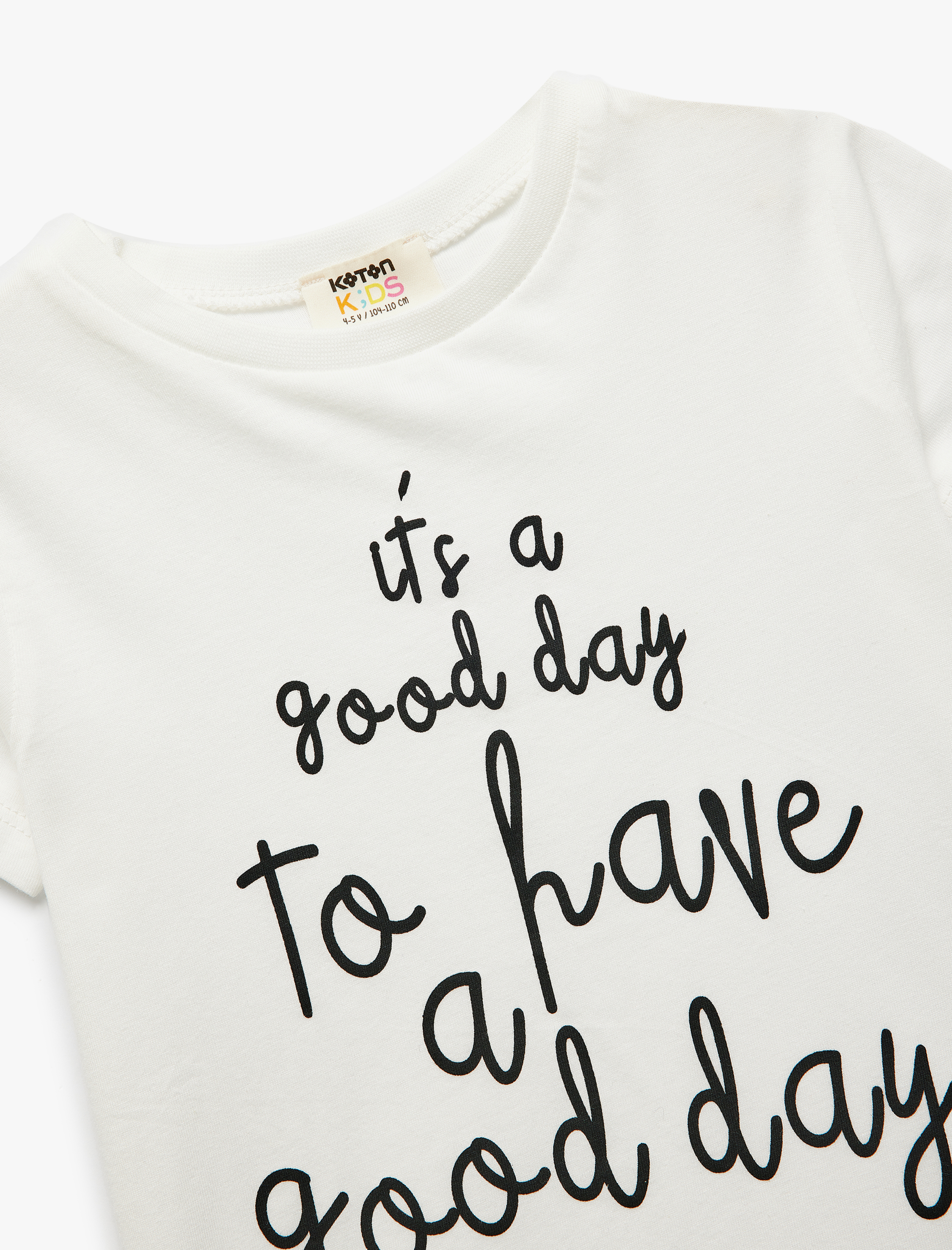  Kız Çocuk Baskılı Bisiklet Yaka Pamuklu Kısa Kollu Tişört