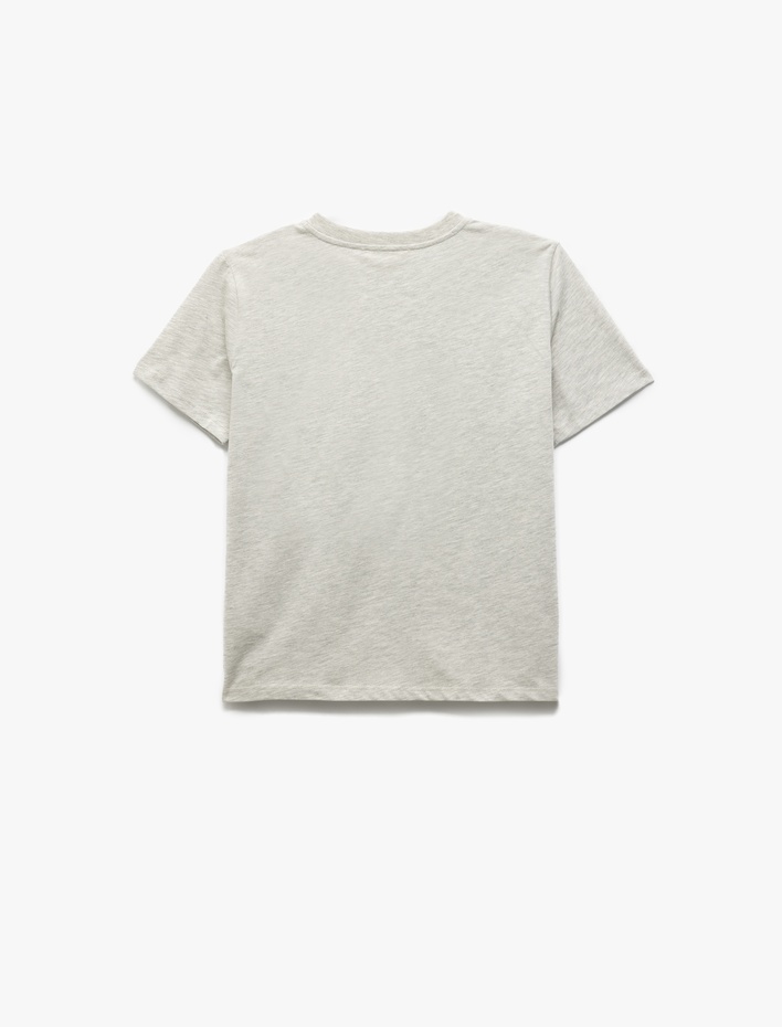  Bisiklet Yaka Kısa Kollu Baskılı Kadın Tişört