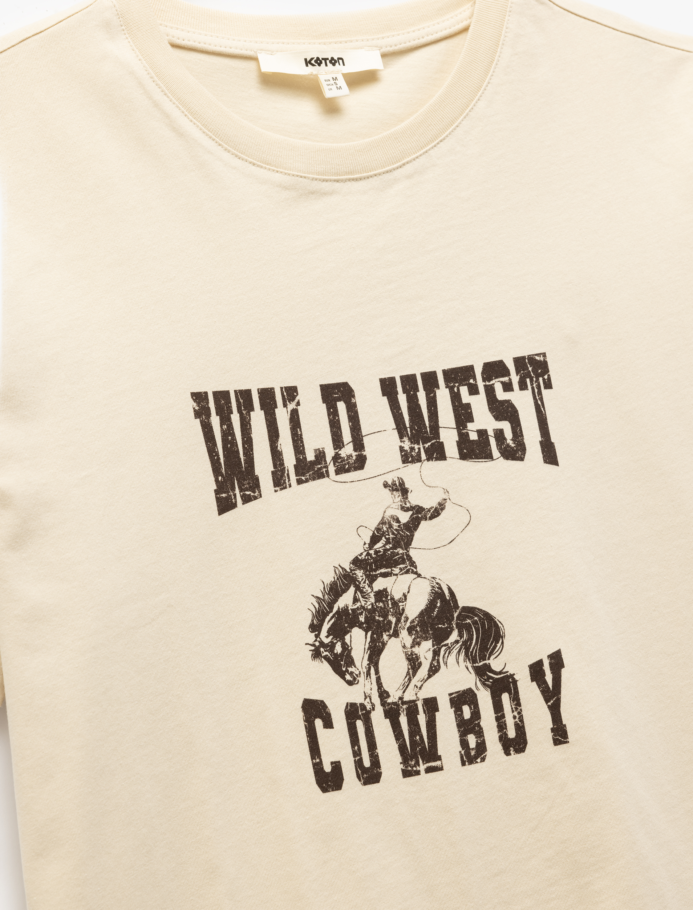   Pamuklu Kısa Kollu Bisiklet Yaka Baskılı Kadın Oversize Tişört