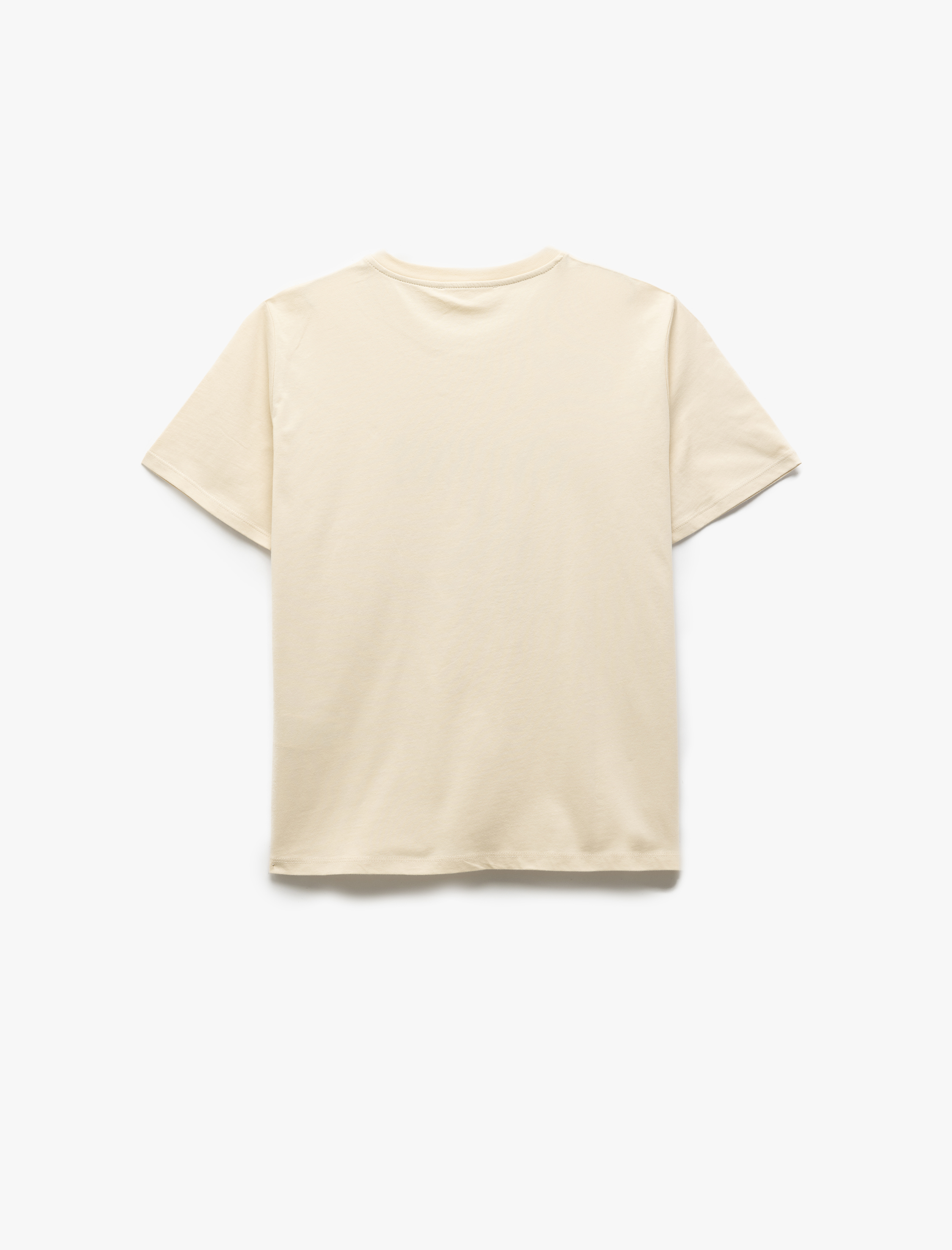   Pamuklu Kısa Kollu Bisiklet Yaka Baskılı Kadın Oversize Tişört