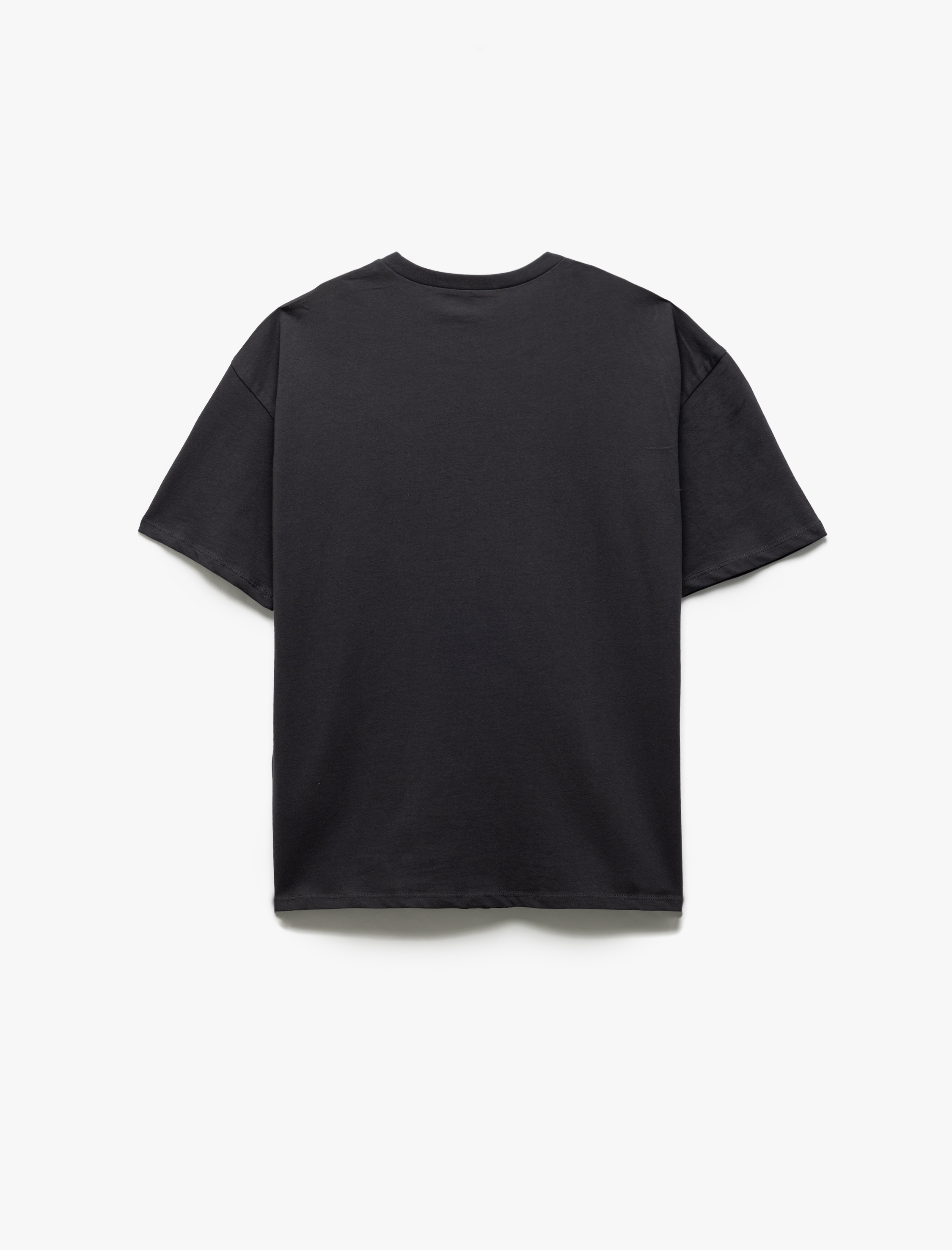   Bisiklet Yaka Kısa Kollu Köpek Nakışlı Tişört