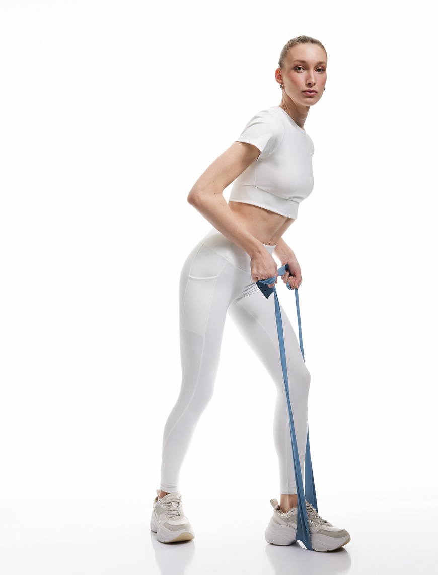   Yüksek Bel Cepli Dikiş Detaylı Slim Fit Spor Tayt
