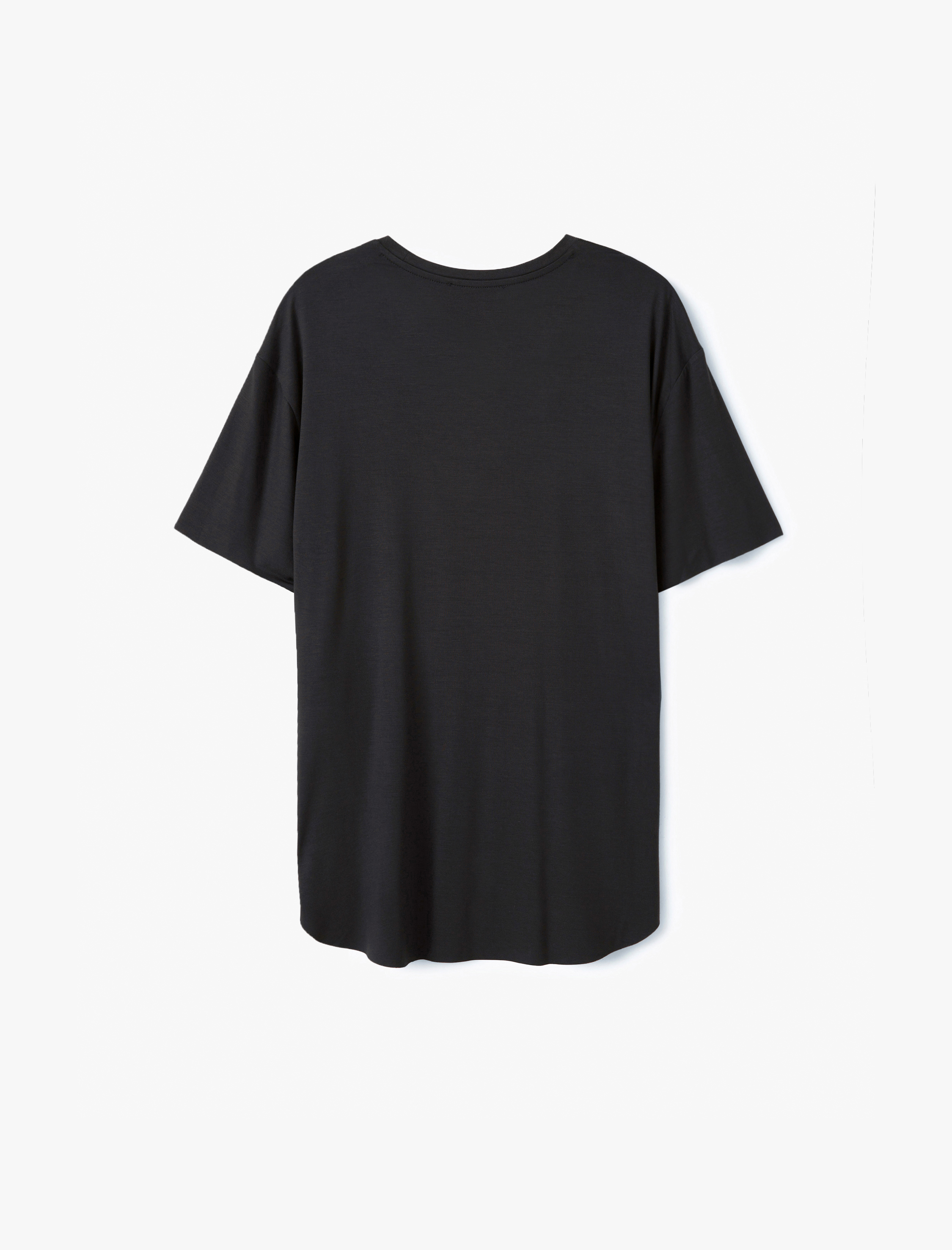   Viskon Kısa Kollu Slogan Baskılı Oversize Spor Tişört