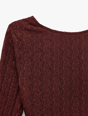 Koton X İnji - Bisiklet Yaka Uzun Kollu Sırt Detaylı Slim Fit Mini Elbise_5