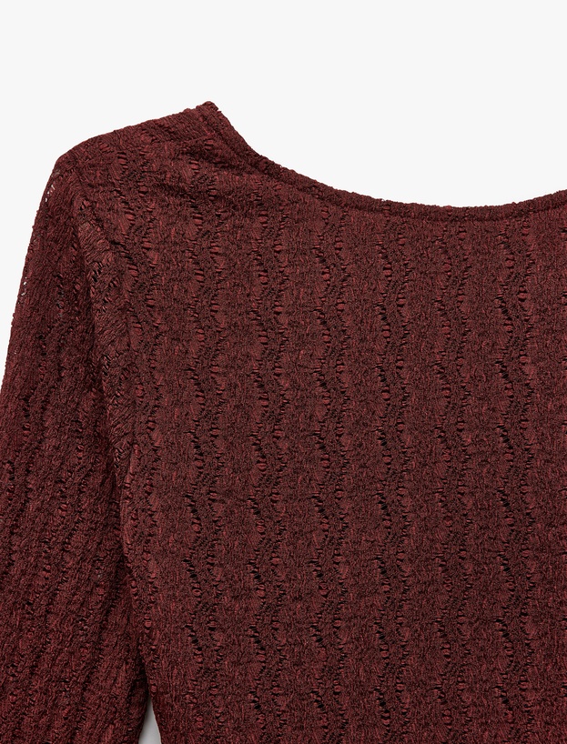 Koton X İnji - Bisiklet Yaka Uzun Kollu Sırt Detaylı Slim Fit Mini Elbise_5