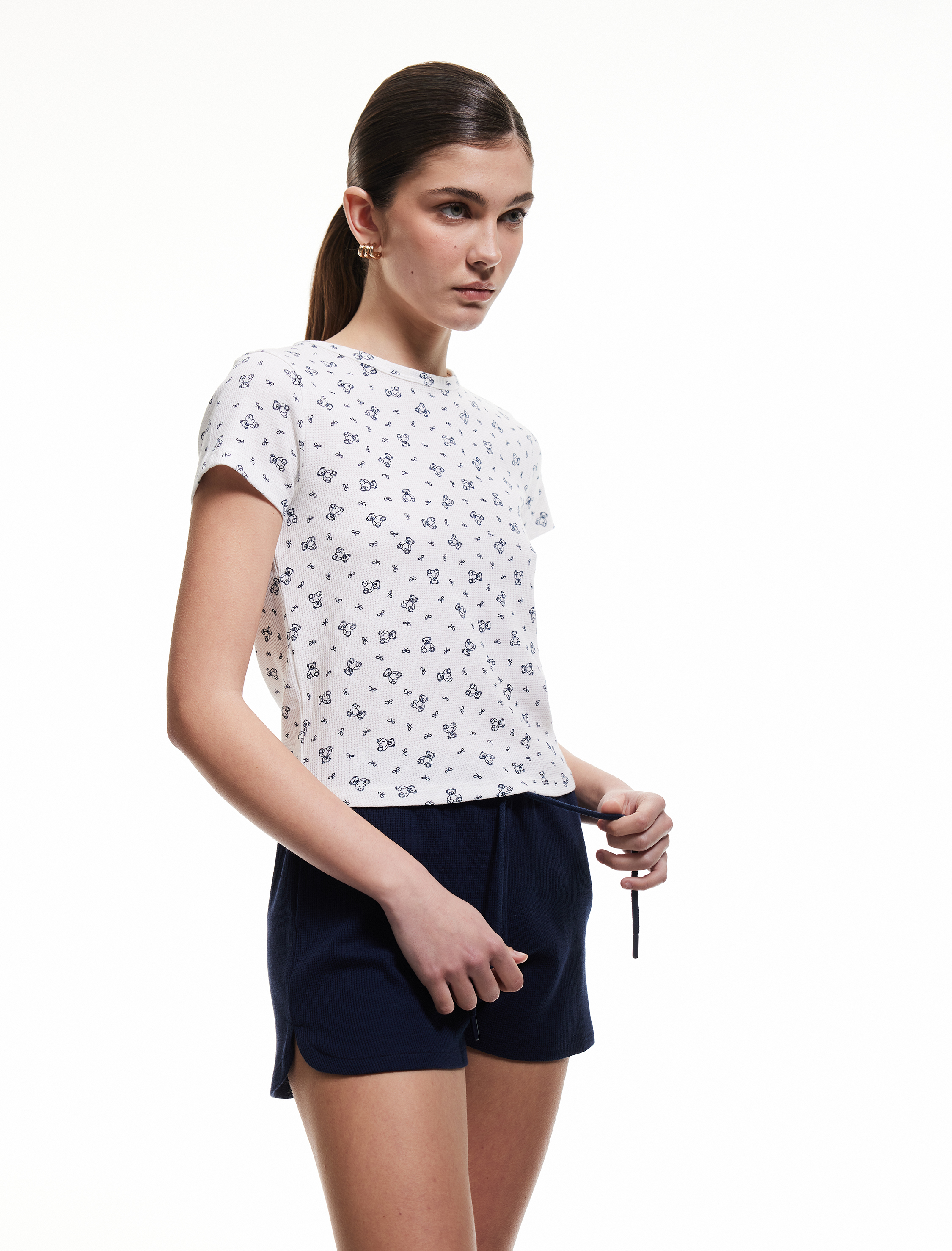   Pamuklu Beli Bağlamlı Cepli Dokulu Şort Pijama Altı