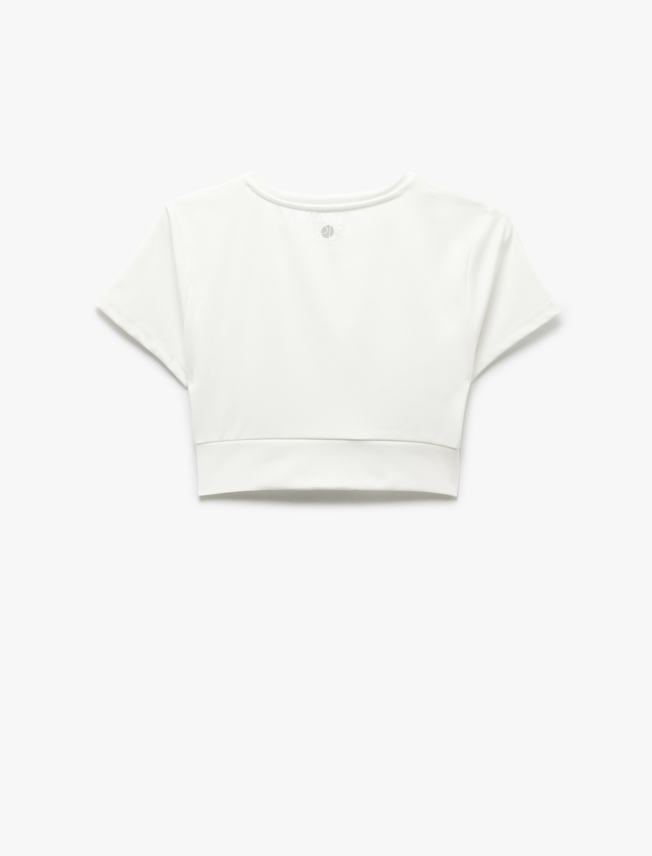   Slim Fit Bisiklet Yaka Kısa Kollu Crop Spor Tişört