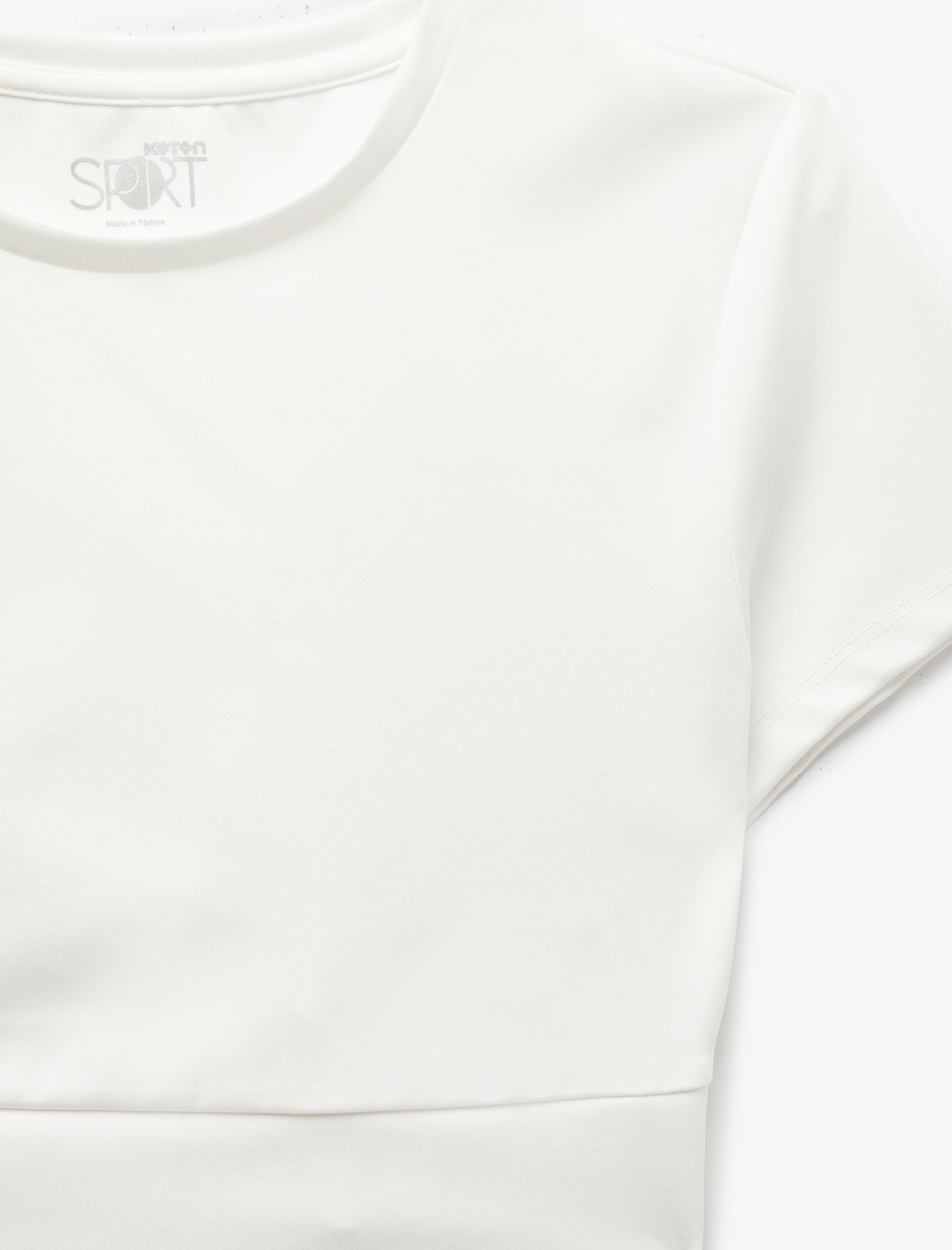   Slim Fit Bisiklet Yaka Kısa Kollu Crop Spor Tişört