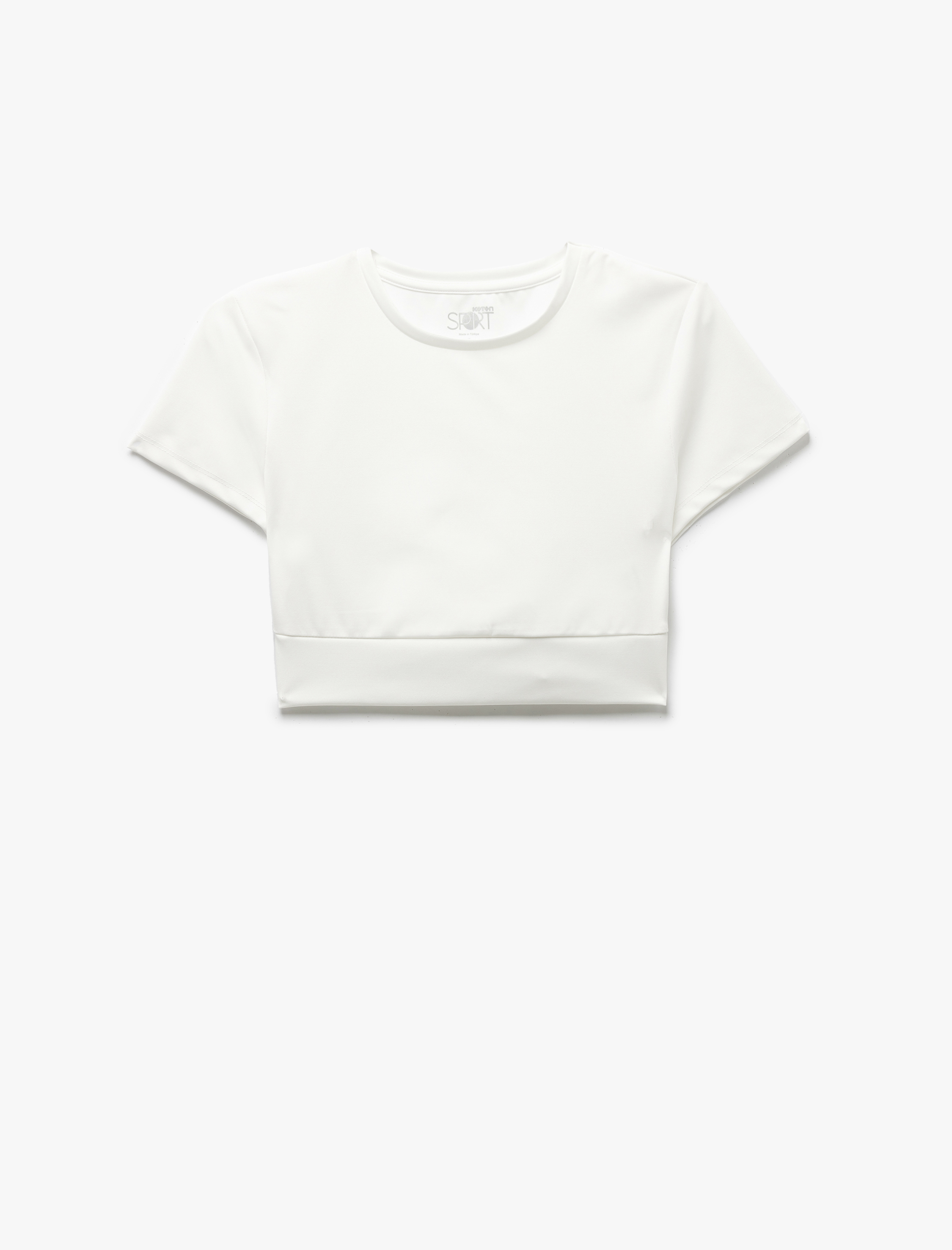   Slim Fit Bisiklet Yaka Kısa Kollu Crop Spor Tişört