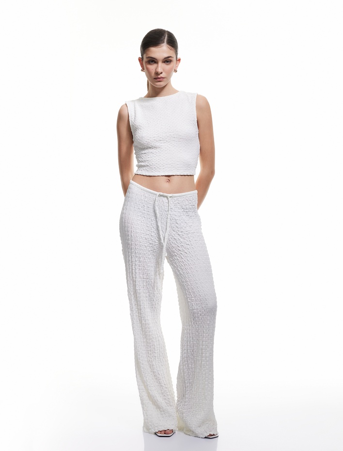  Sırt Dekolte Detaylı Bisiklet Yaka Kolsuz Slim Fit Dokulu Atlet