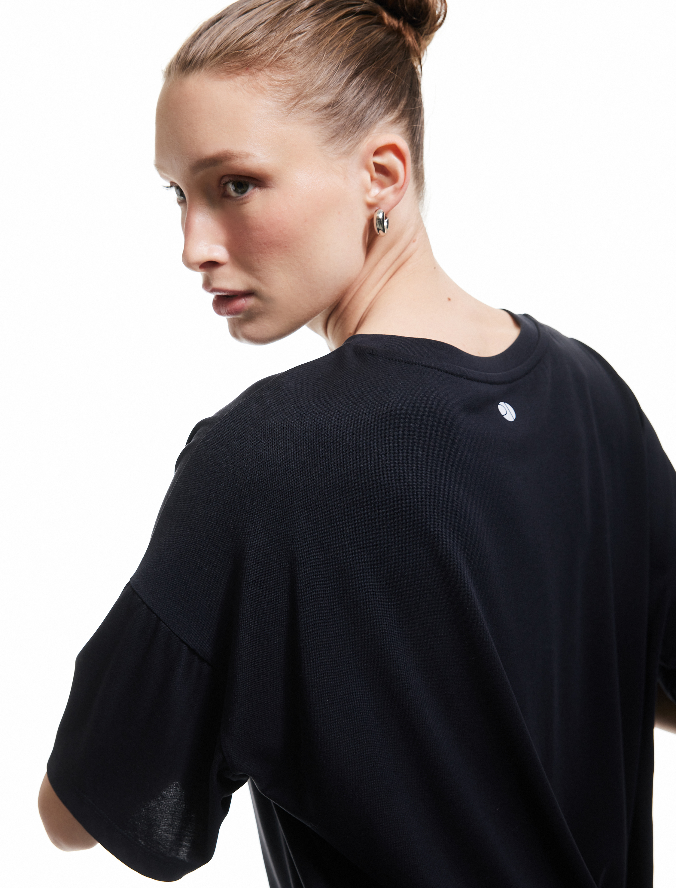   Modal Kumaş Oversize Kısa Kollu Bisiklet Yaka Spor Tişört