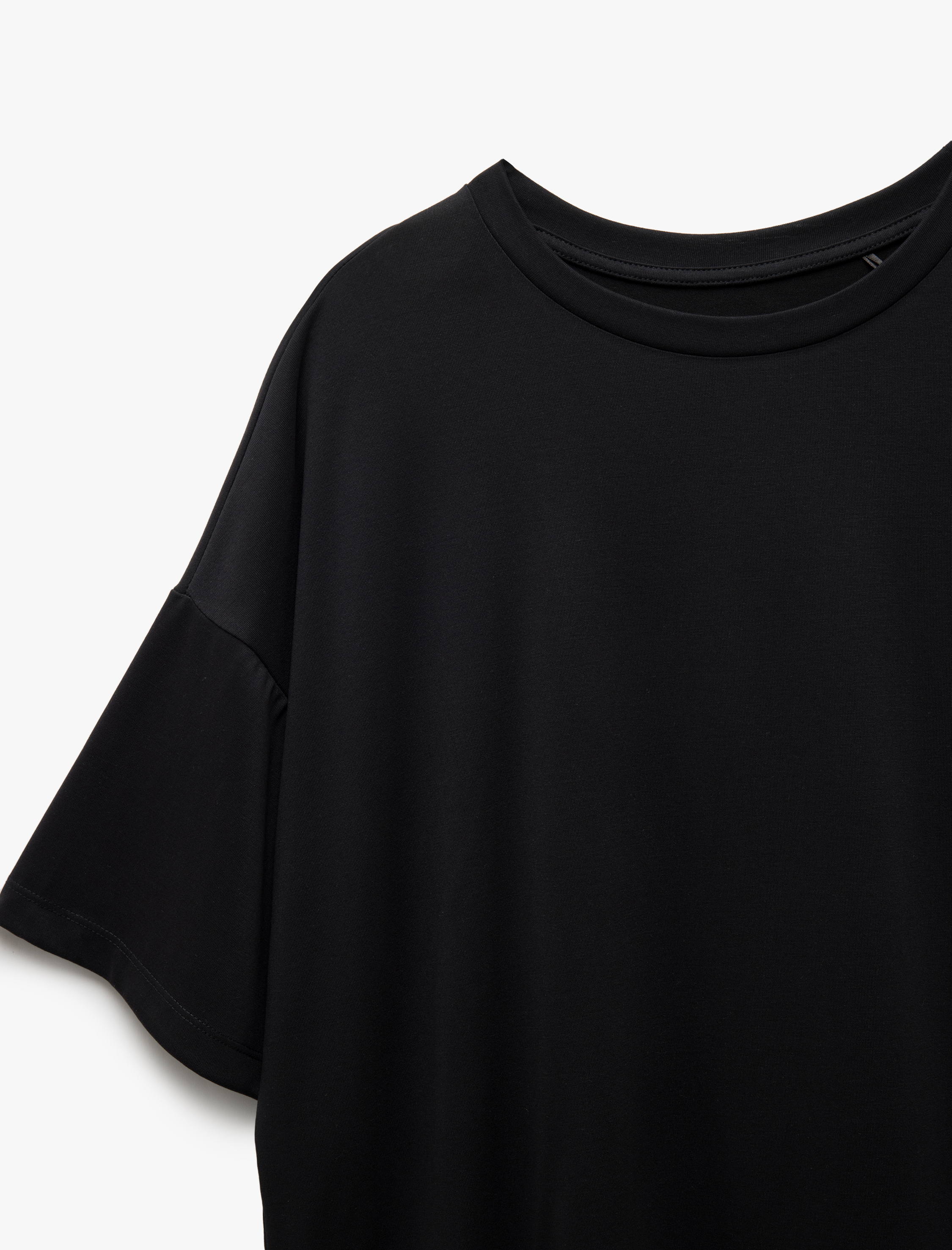   Modal Kumaş Oversize Kısa Kollu Bisiklet Yaka Spor Tişört