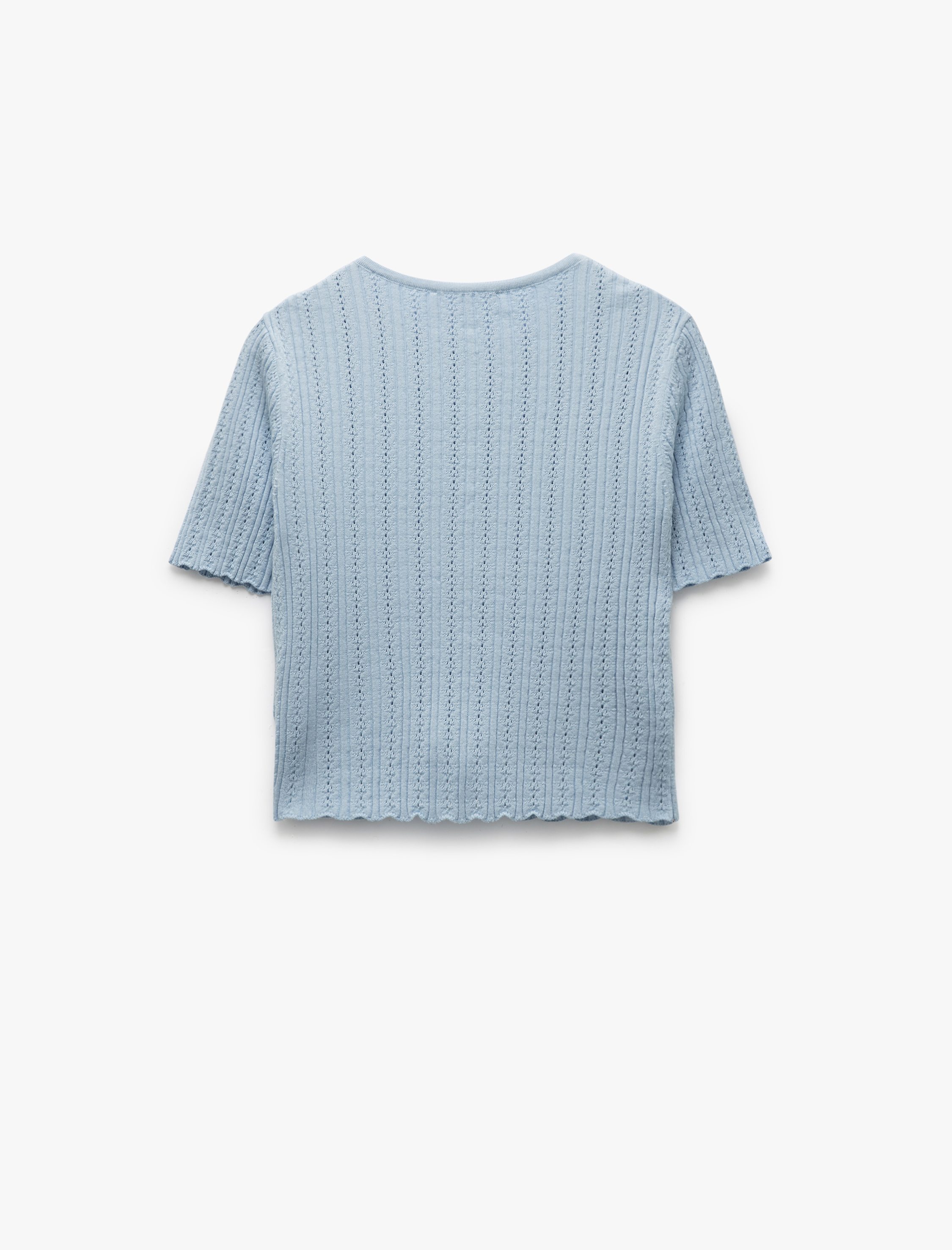   Viskon Bisiklet Yaka Kısa Kollu Fiyonklu Triko Hırka