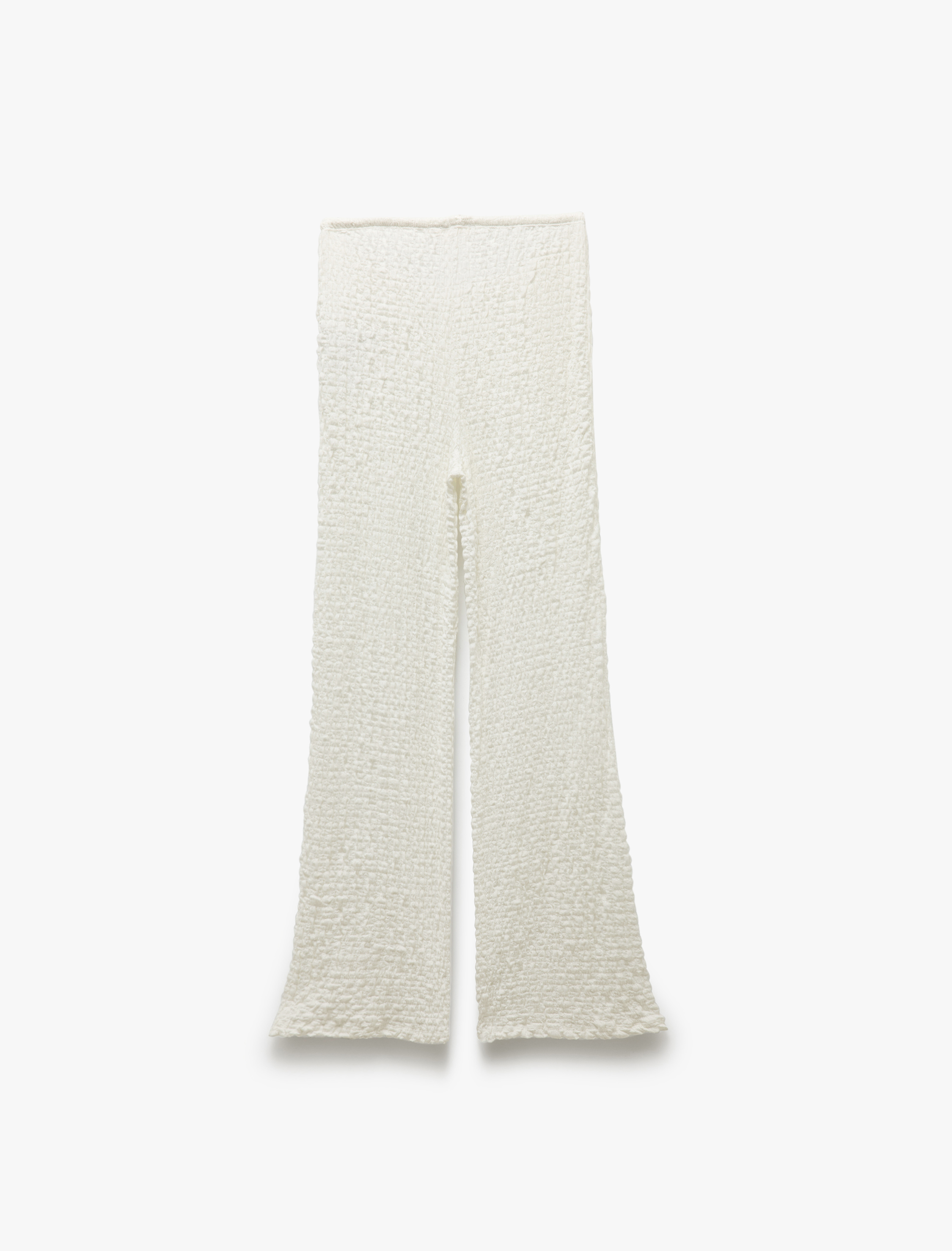   Beli Bağlamalı Dokulu Bol Düz Paça Pantolon