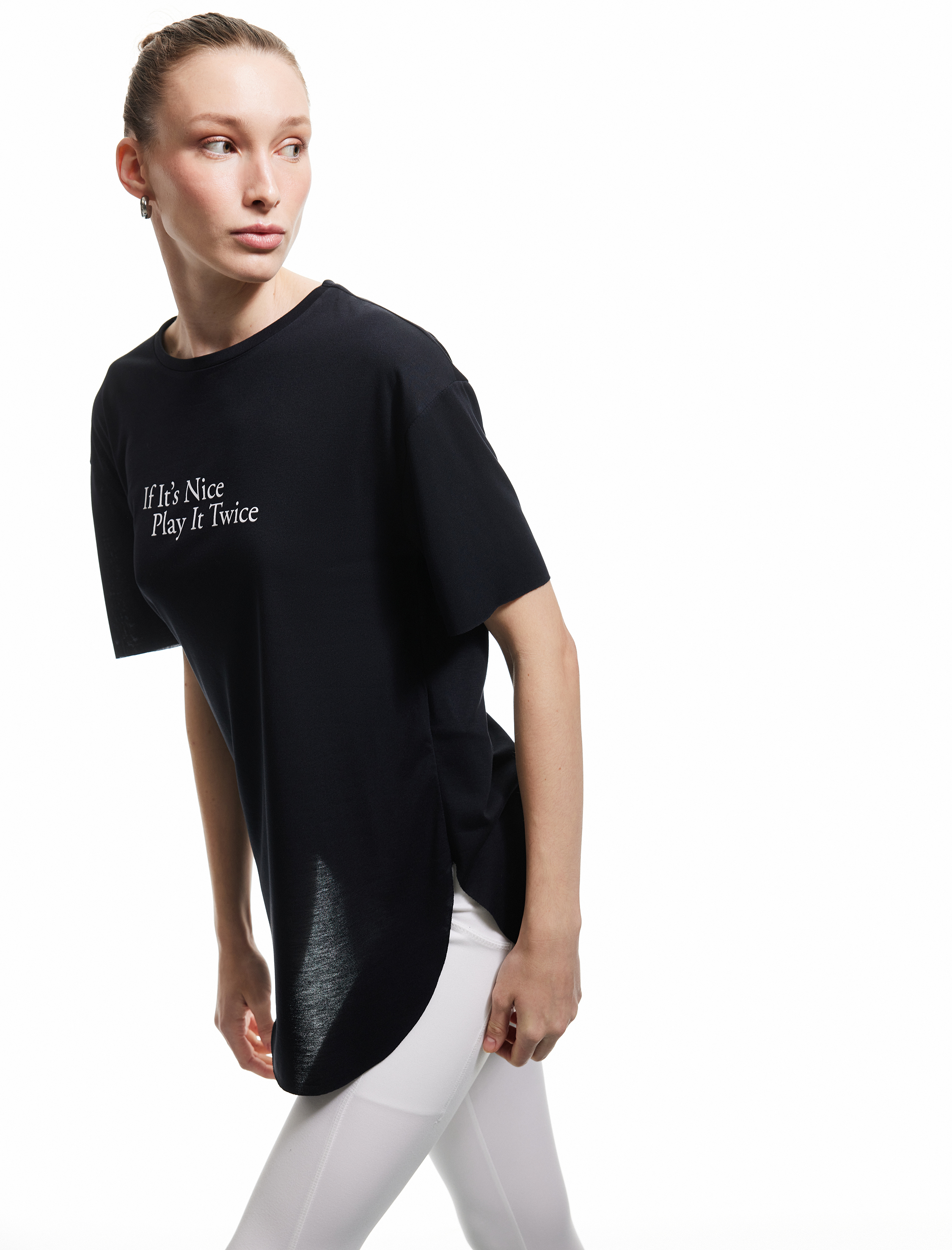   Modal Kumaş Bisiklet Yaka Kısa Kollu Baskılı Spor Tişört