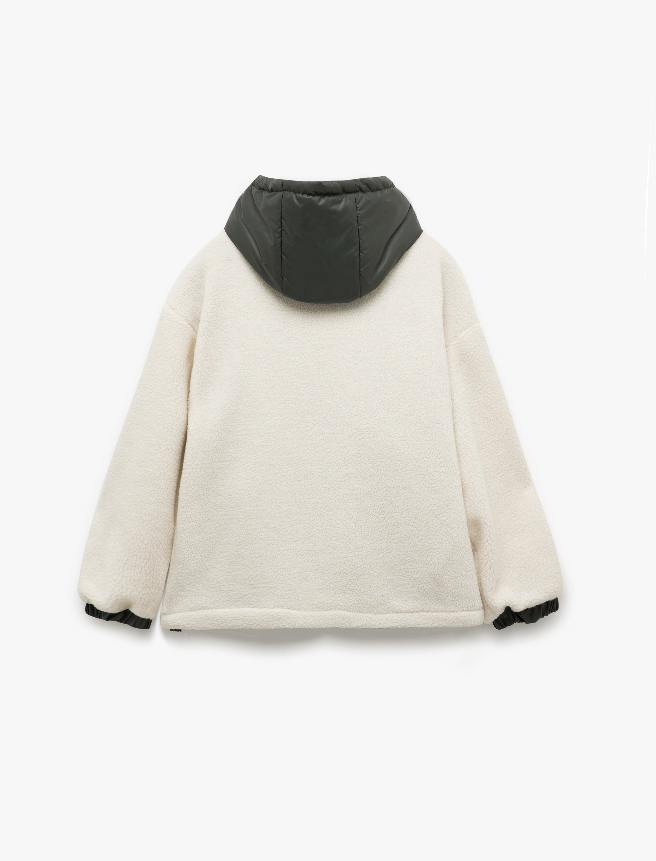   Kapüşonlu Cepli Fermuarlı Oversize Astarlı Peluş Ceket