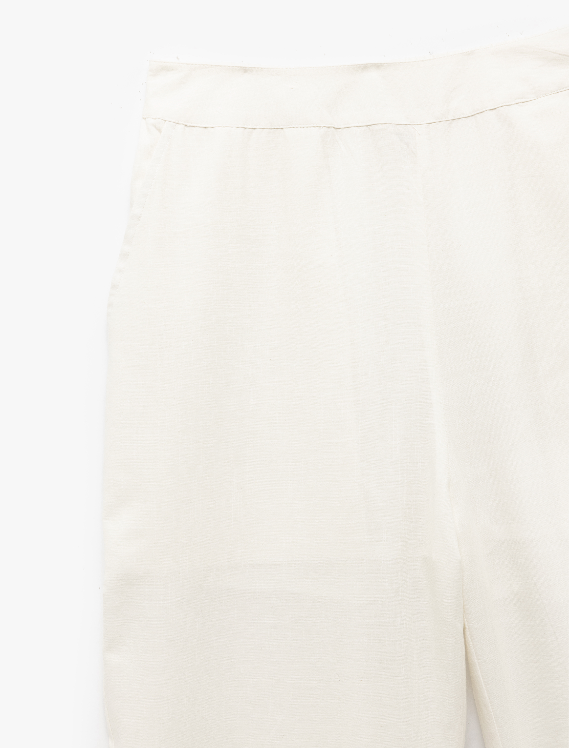   Pamuklu Cepli Düz Paça Nakış Detaylı Yüksek Bel Pantolon