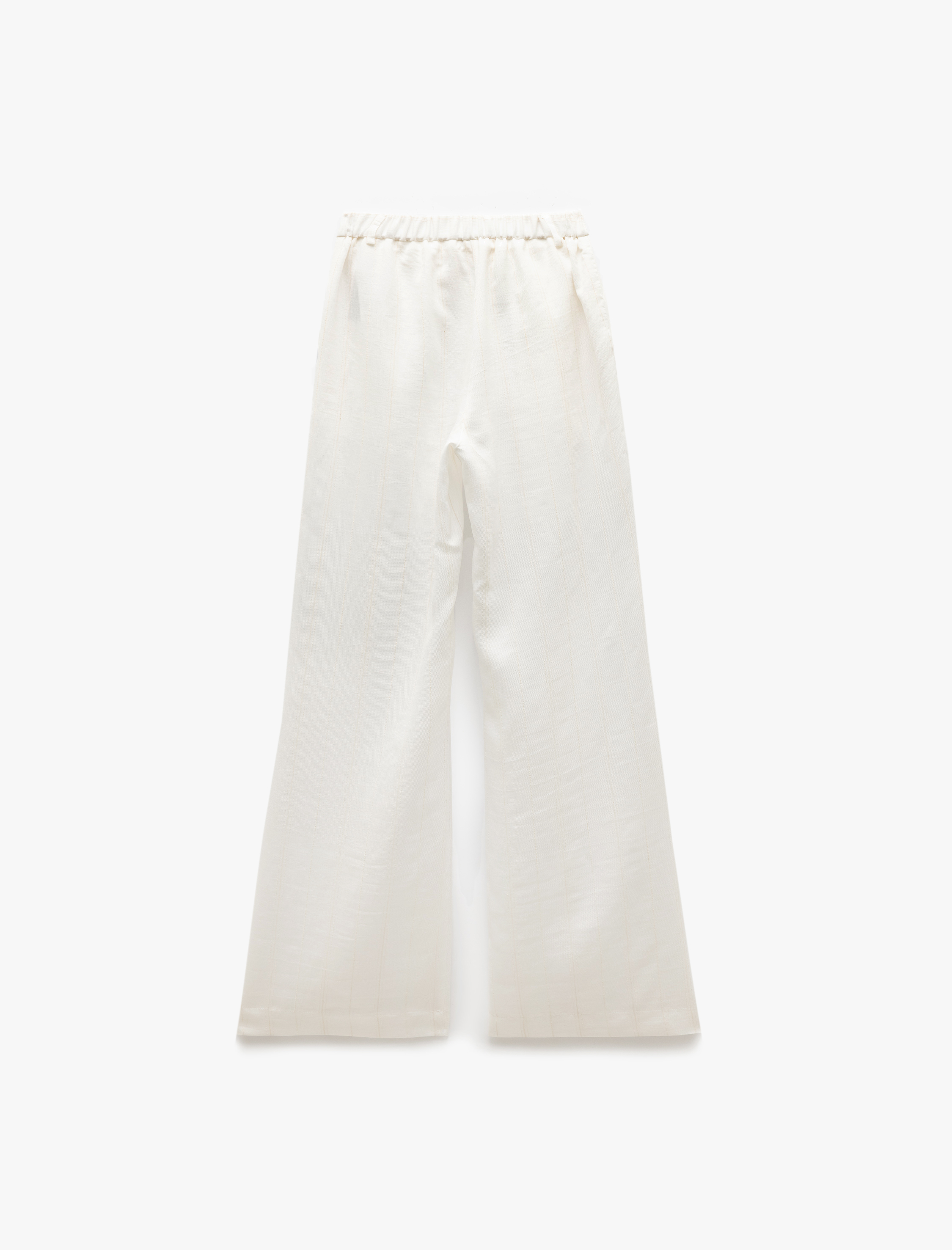   Beli Lastikli Cepli Pile Detaylı Yüksek Bel Palazzo Pantolon