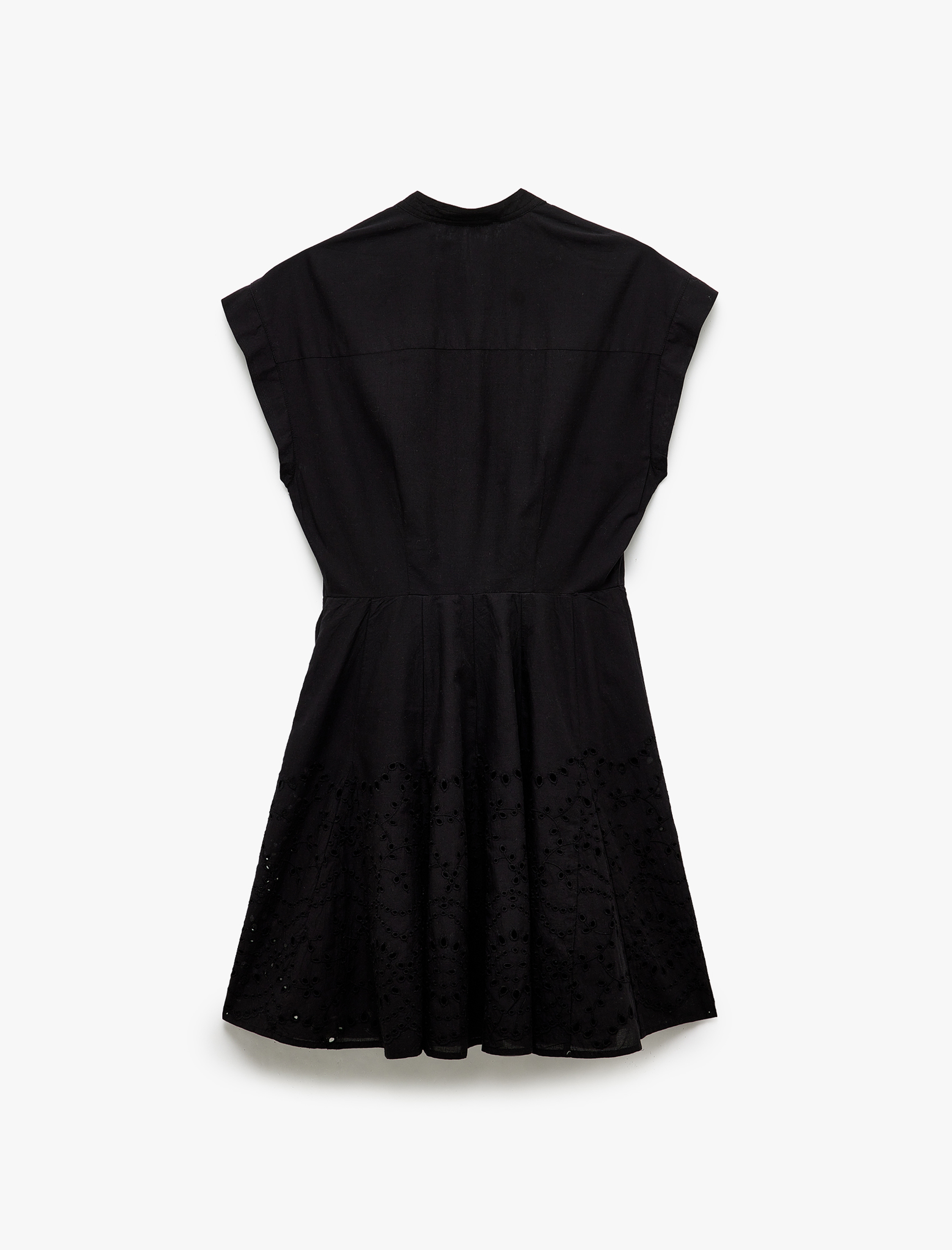   Mini Düğmeli Fisto Detaylı Hakim Yaka Kolsuz Gömlek Elbise