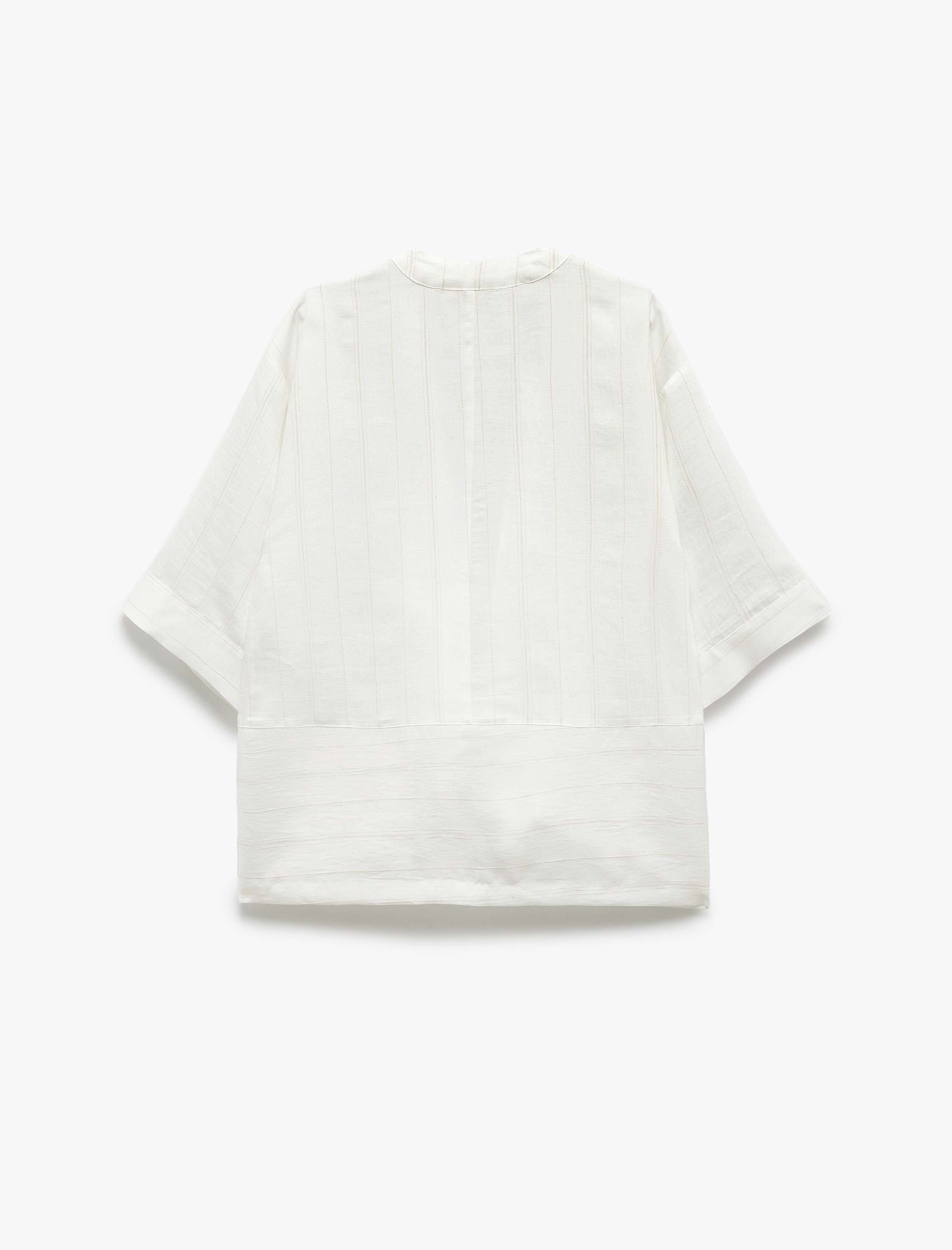   Cepli  Bol Kalıp Çizgili Keten Karışımlı Kimono