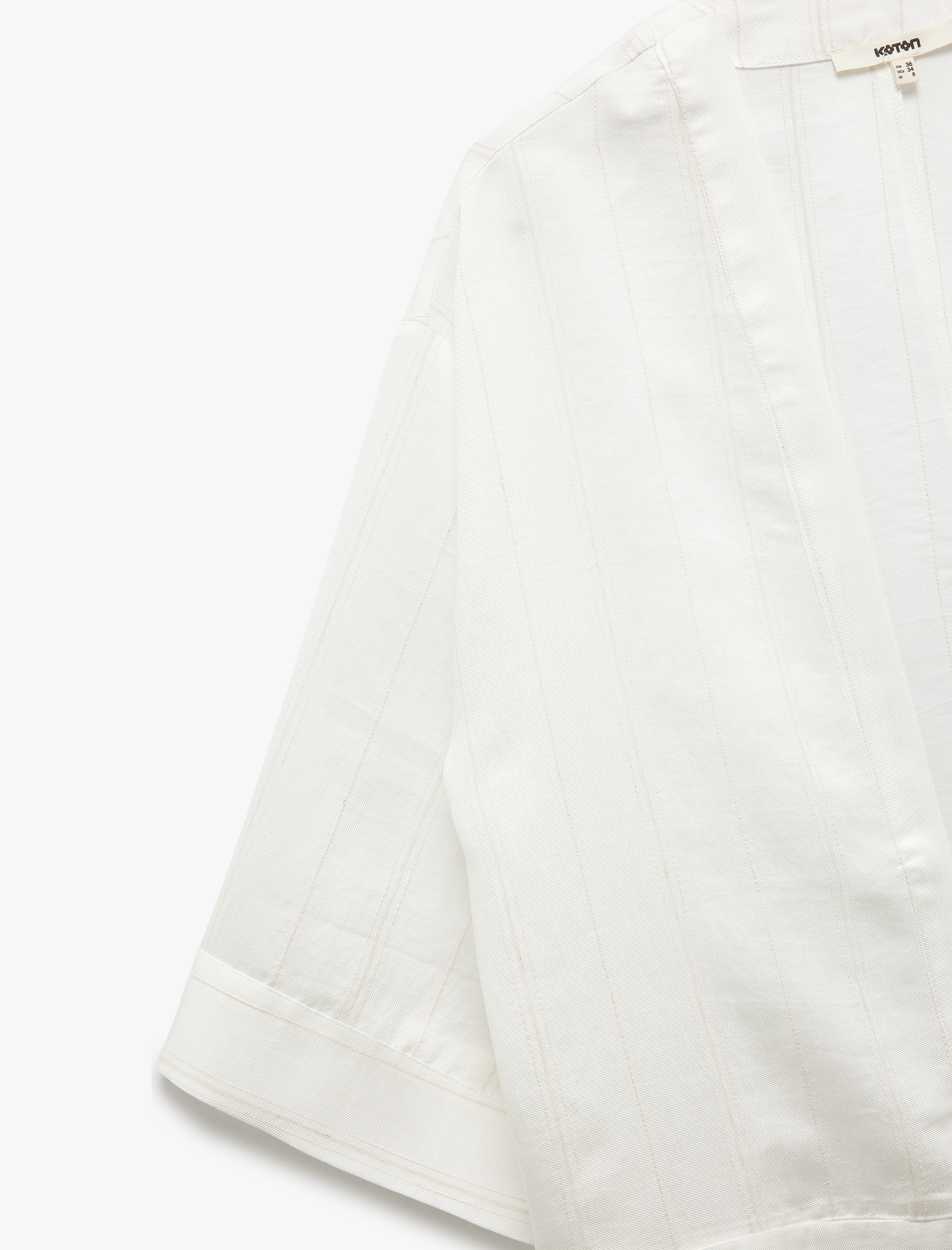   Cepli  Bol Kalıp Çizgili Keten Karışımlı Kimono