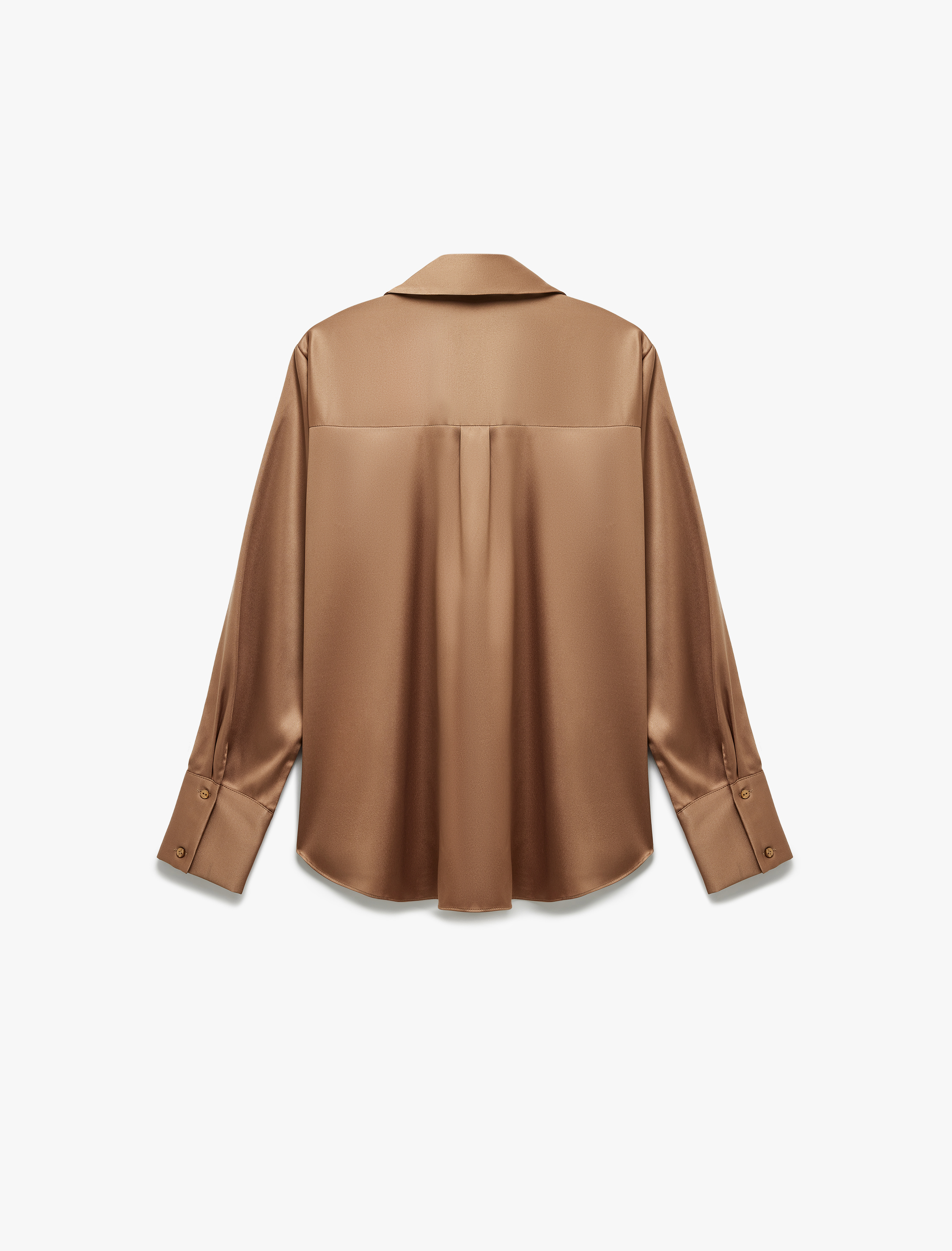   Klasik Yaka Uzun Kollu Düğmeli Saten Gömlek