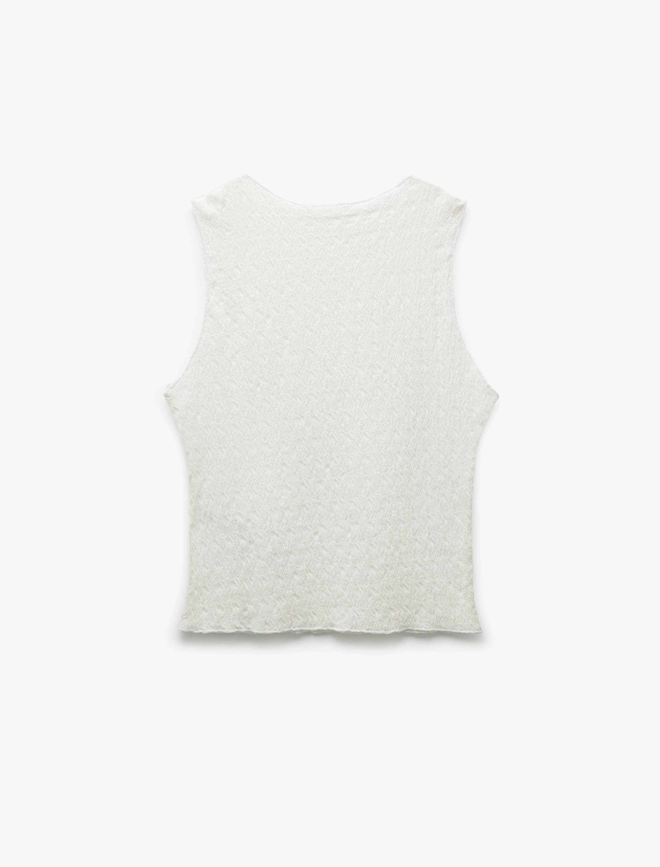   Bisiklet Yaka Kolsuz Dokulu Slim Fit Crop Üst Bürümcük