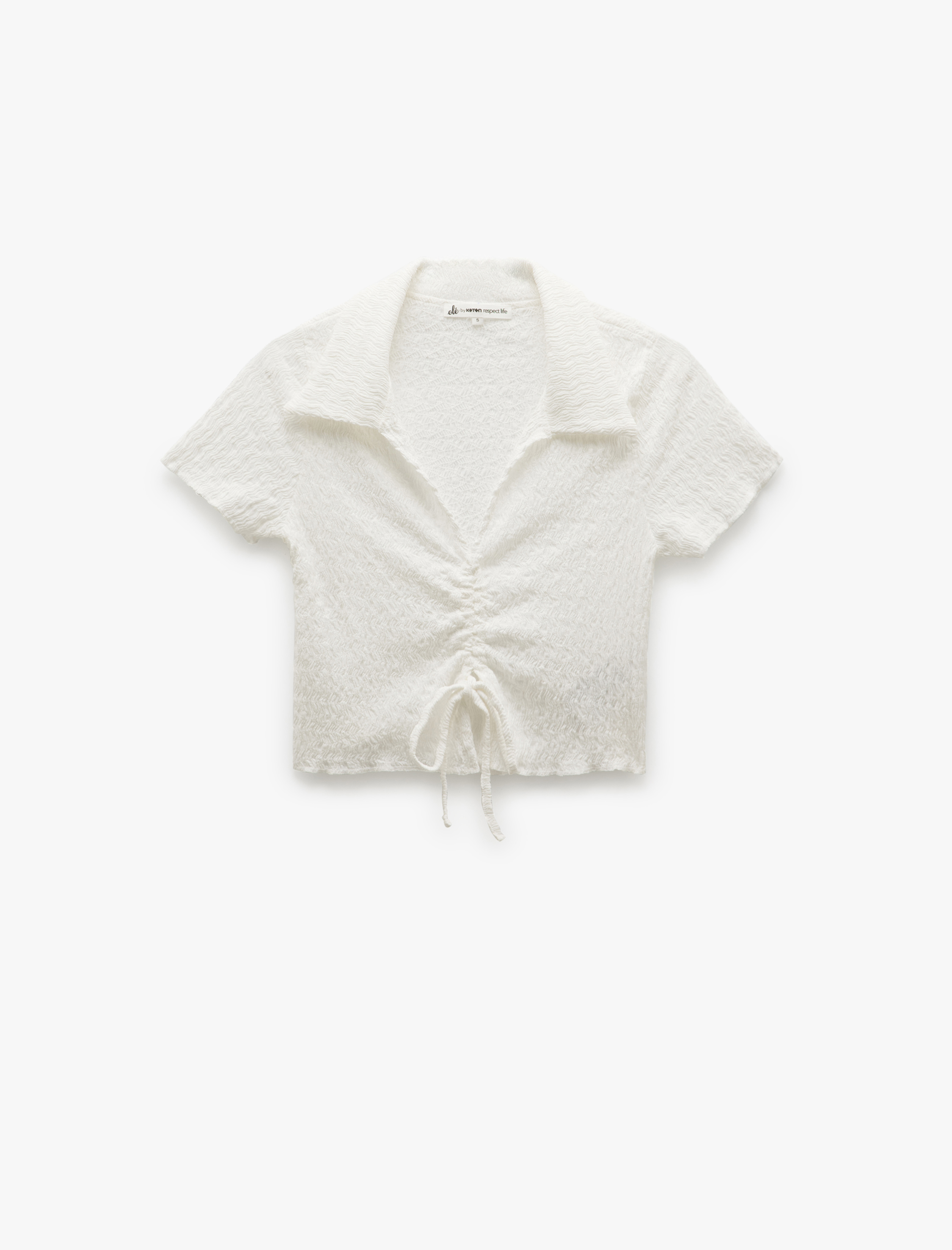   Bağlama Detaylı V Yaka Kısa Kollu Bürümcük Crop Tişört Bürümcük