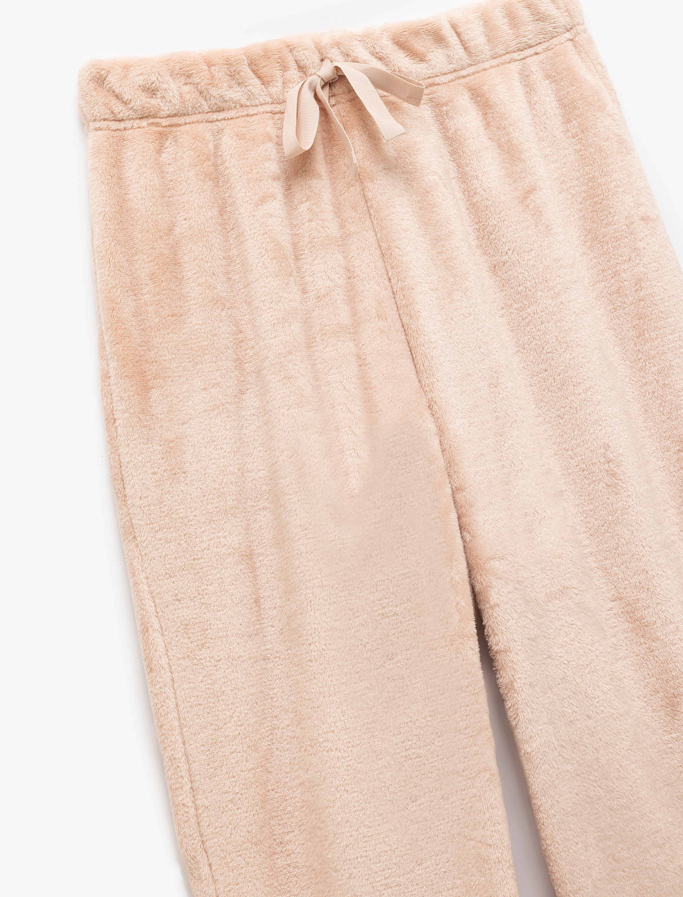   Kedi Aplike Detaylı Uzun Kollu Peluş Polar Pijama Takımı