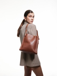 Omuz Çantası Suni Deri Fermuarlı Çift Askılı