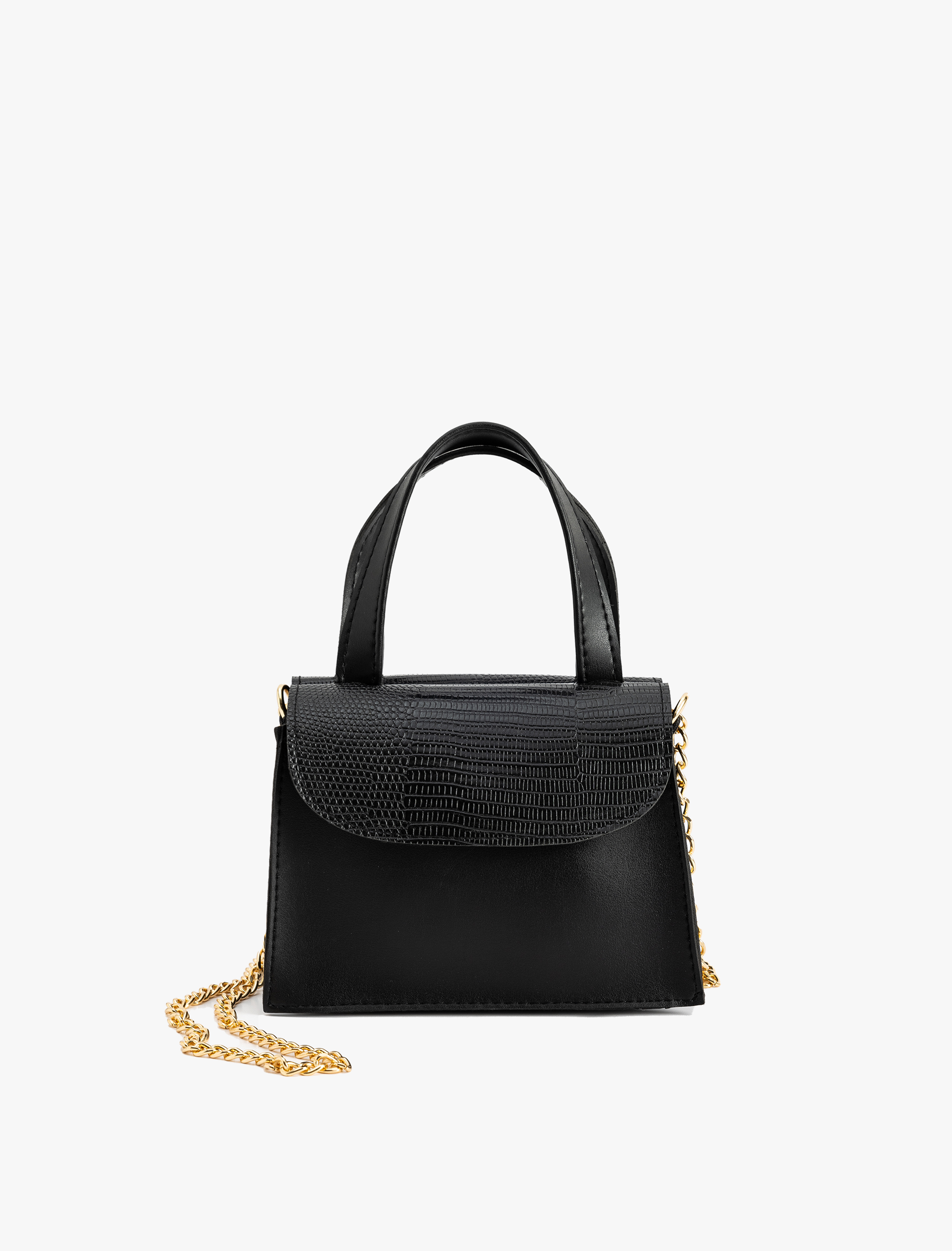  Kadın Suni Deri Kroko Detaylı Saplı Zincir Askılı Çapraz Çanta