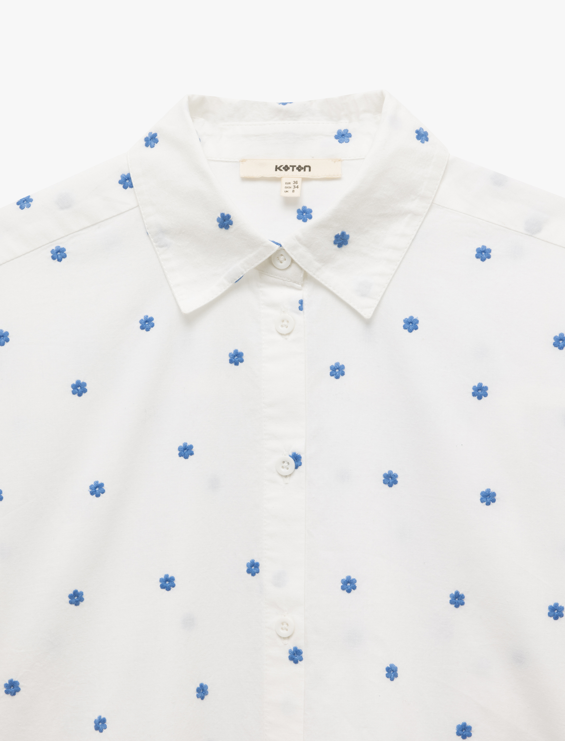   Pamuklu Uzun Kollu Kalp Nakış Detaylı Oversize Gömlek