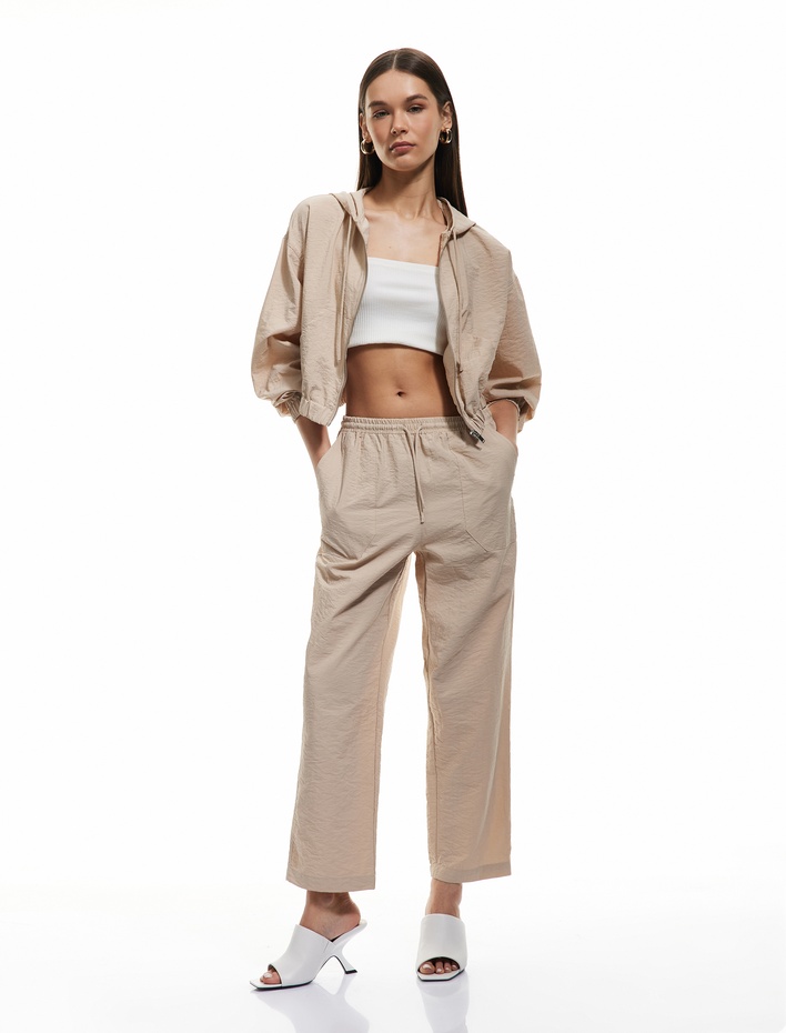  Karanlıkta Parlayan Paraşüt Kumaş Cepli Fermuarlı Kapüşonlu Bomber Rüzgarlık