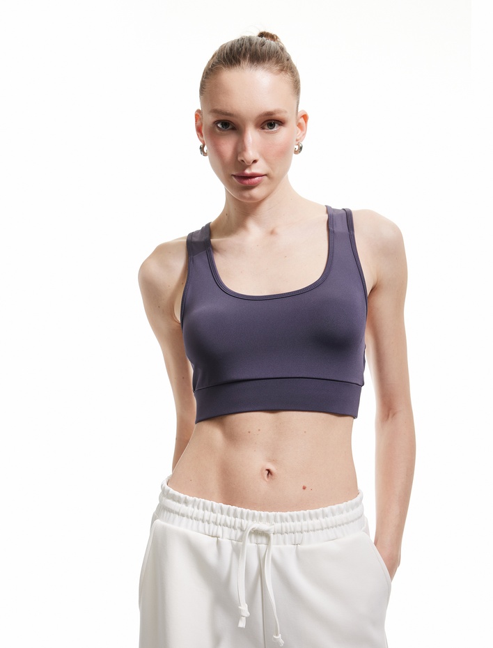  Tül Detaylı Slim Fit Kolsuz Sporcu Sütyeni