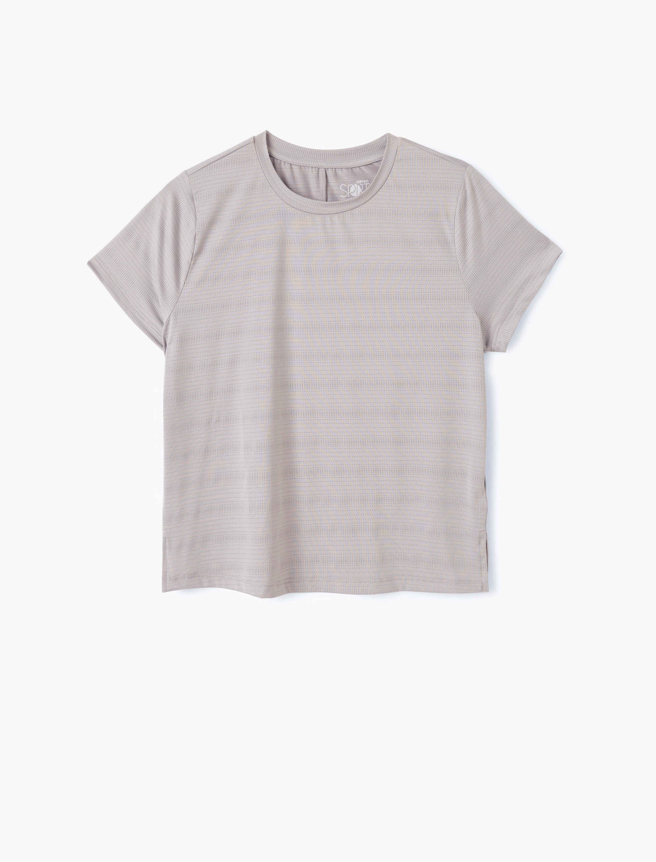   Dikiş Detaylı Bisiklet Yaka Kısa Kollu Spor Tişört