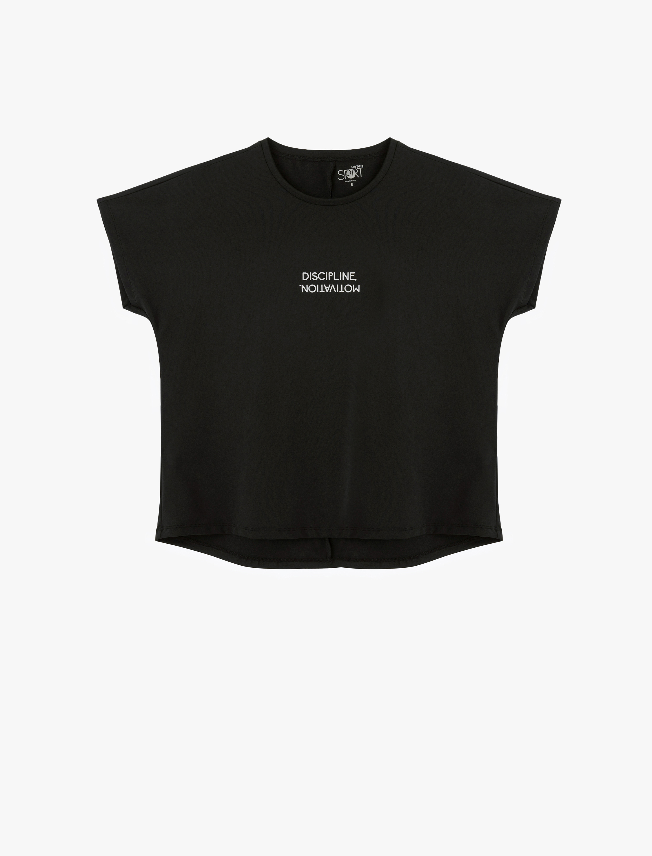   Slogan Baskılı Kısa Kollu Bisiklet Yaka Rahat Kalıp Spor Tişört