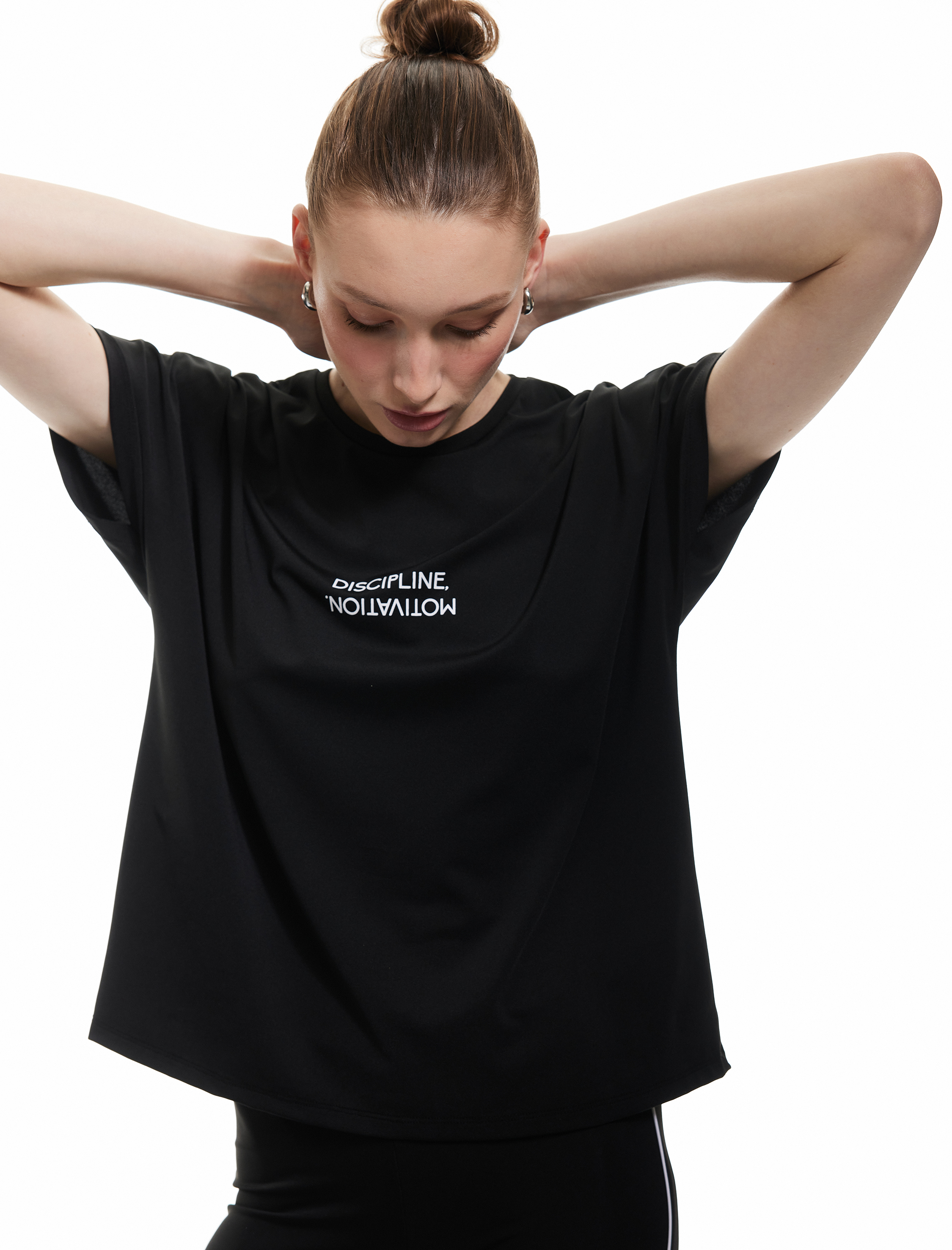   Slogan Baskılı Kısa Kollu Bisiklet Yaka Rahat Kalıp Spor Tişört