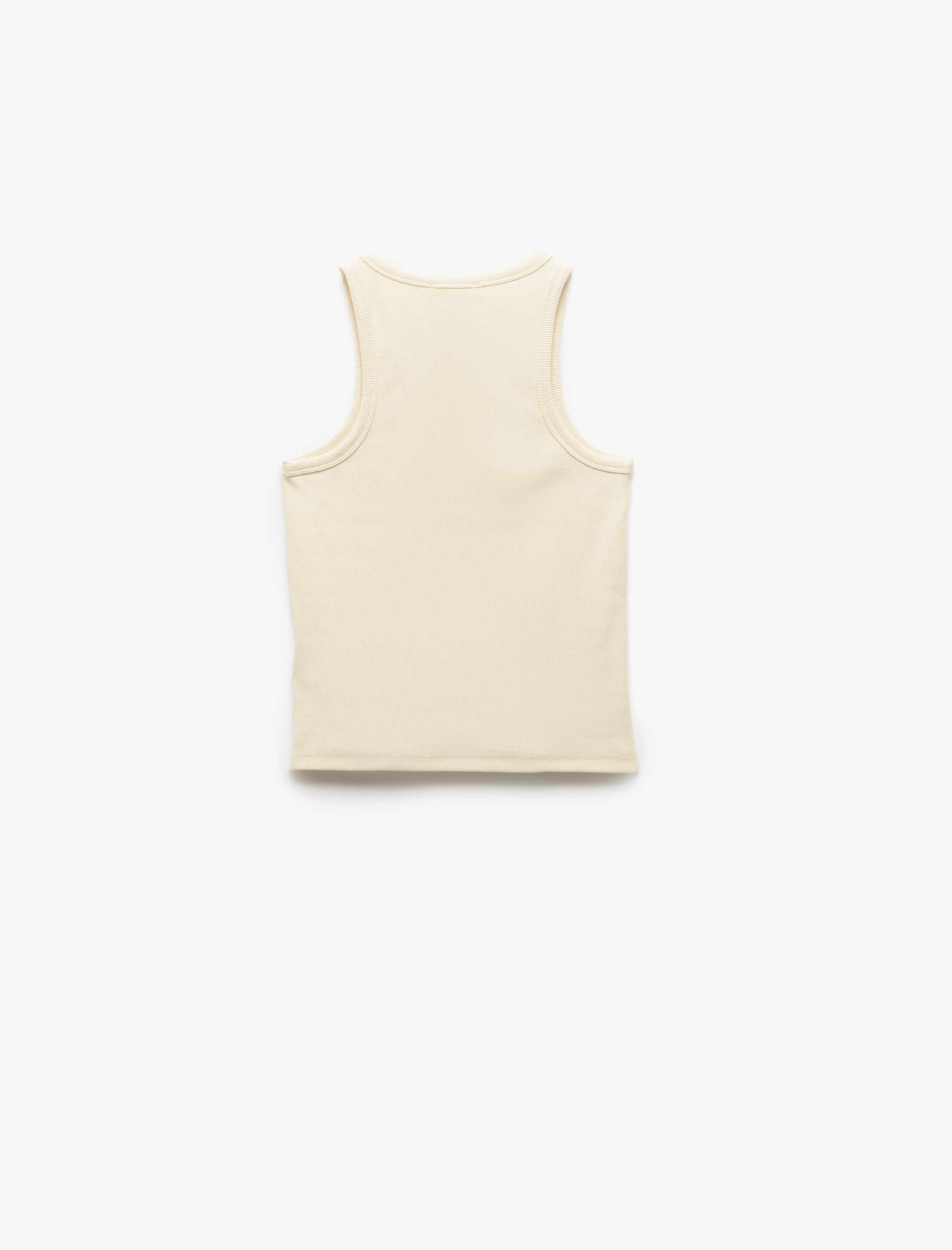 Pamuklu Kolsuz Halter Yaka Basic Fitilli Atlet
