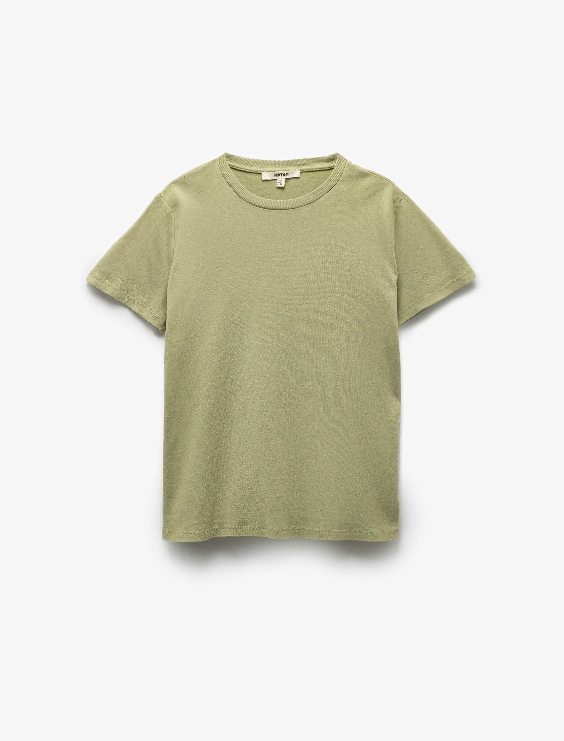   Pamuklu Kısa Kollu Bisiklet Yaka Basic Tişört